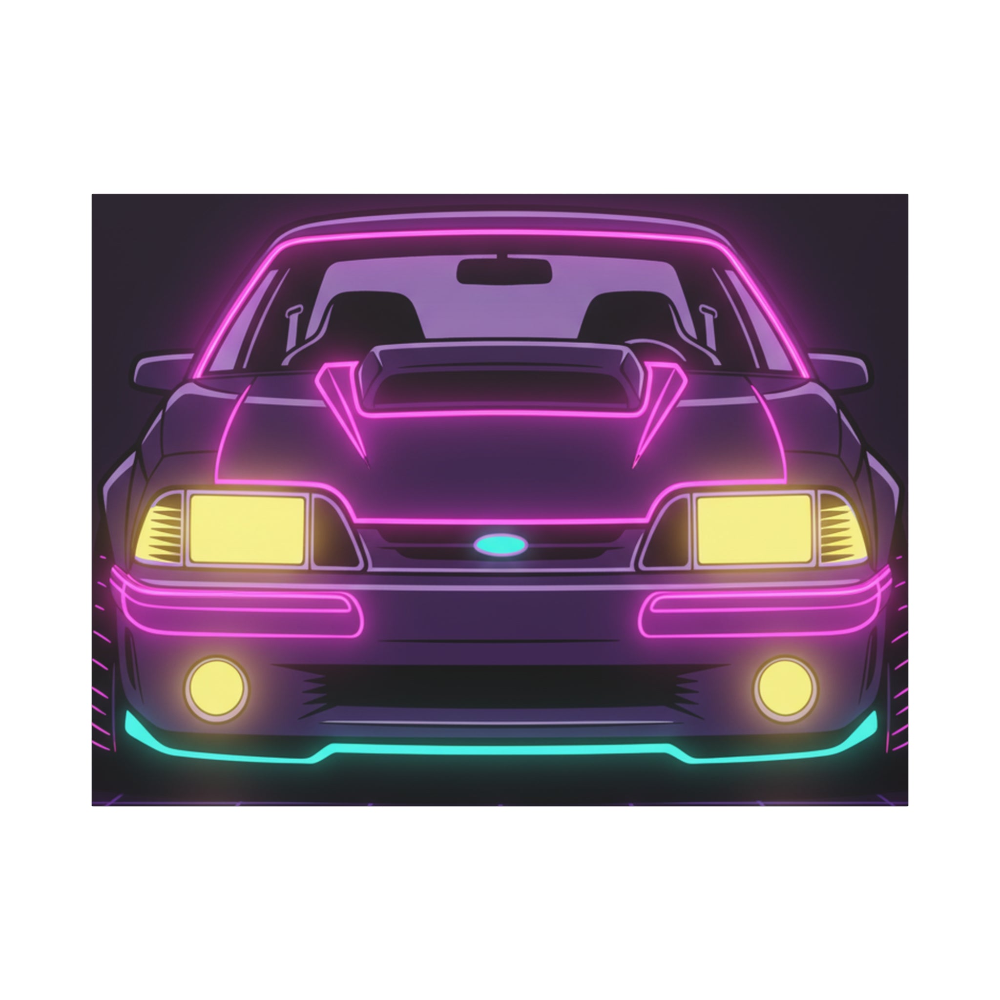 Ford Mustang Fox Body GT Neon Synthwave Canvas Wall Art