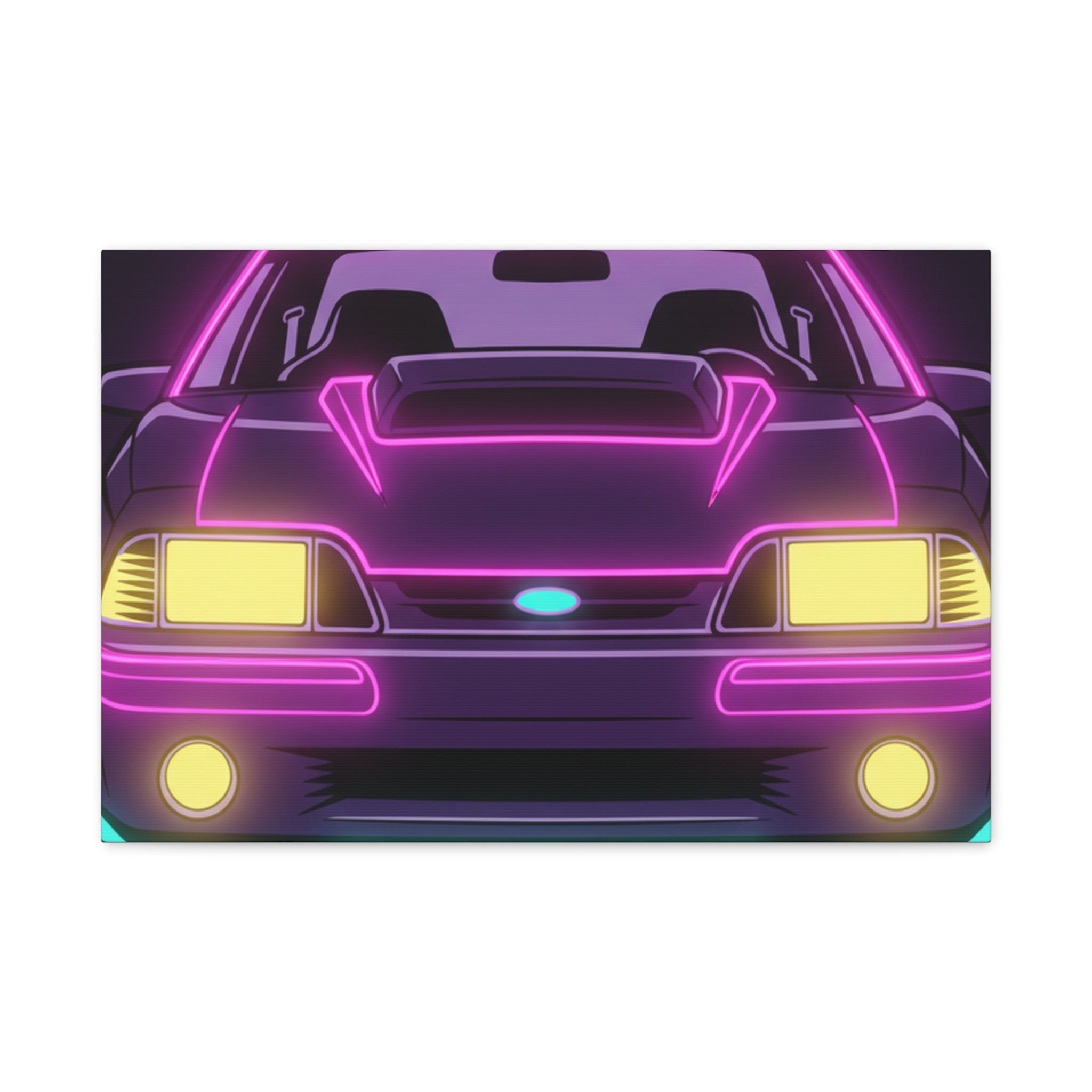 Ford Mustang Fox Body GT Neon Synthwave Canvas Wall Art