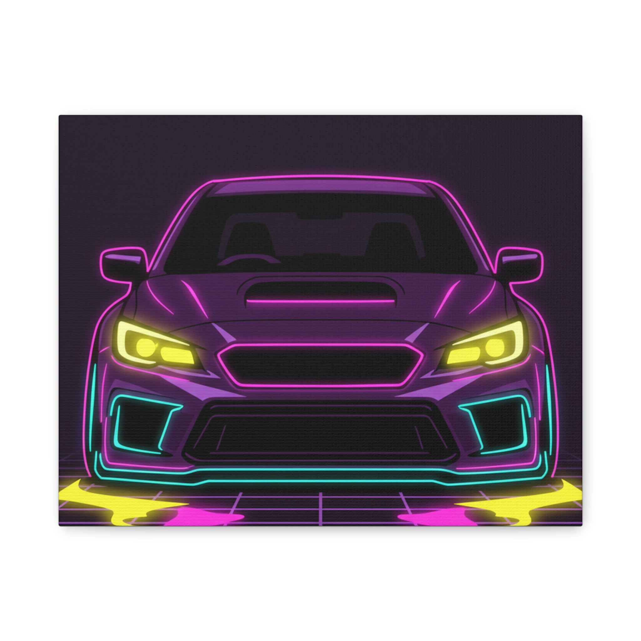 Subaru WRX STI Neon Synthwave Canvas Wall Art