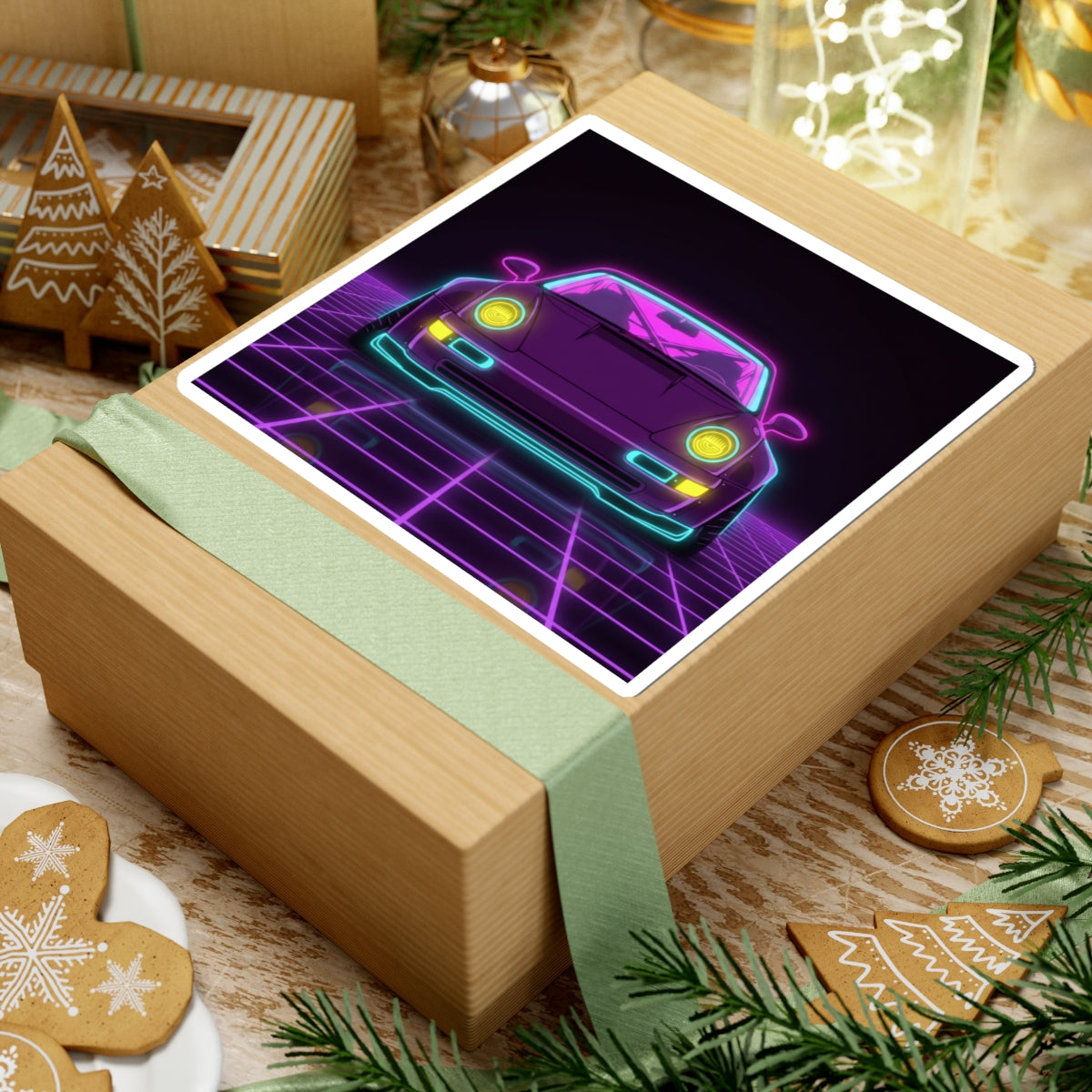 Porsche 964 Turbo Neon Synthwave Sticker