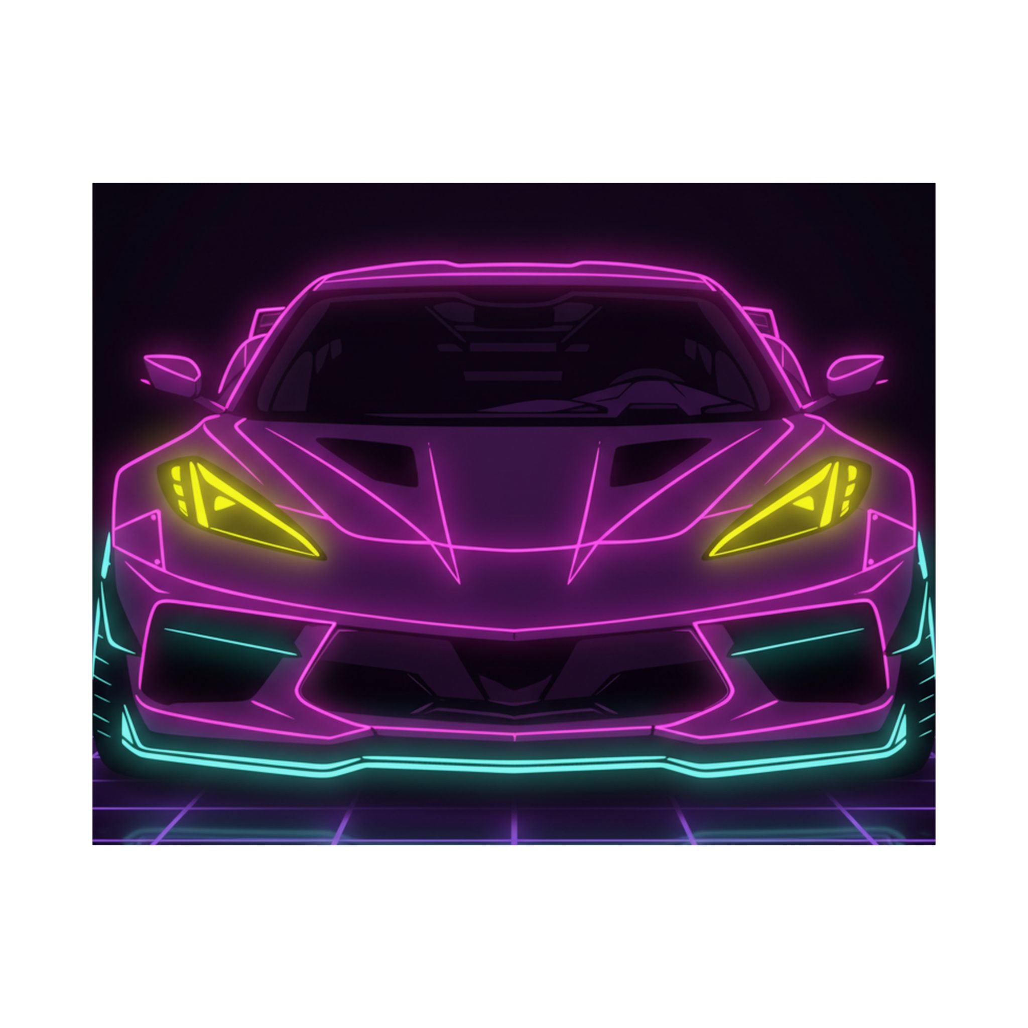 Corvette C8 (2020+) Neon Synthwave Poster