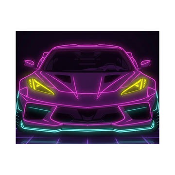 Corvette C8 (2020+) Neon Synthwave Poster