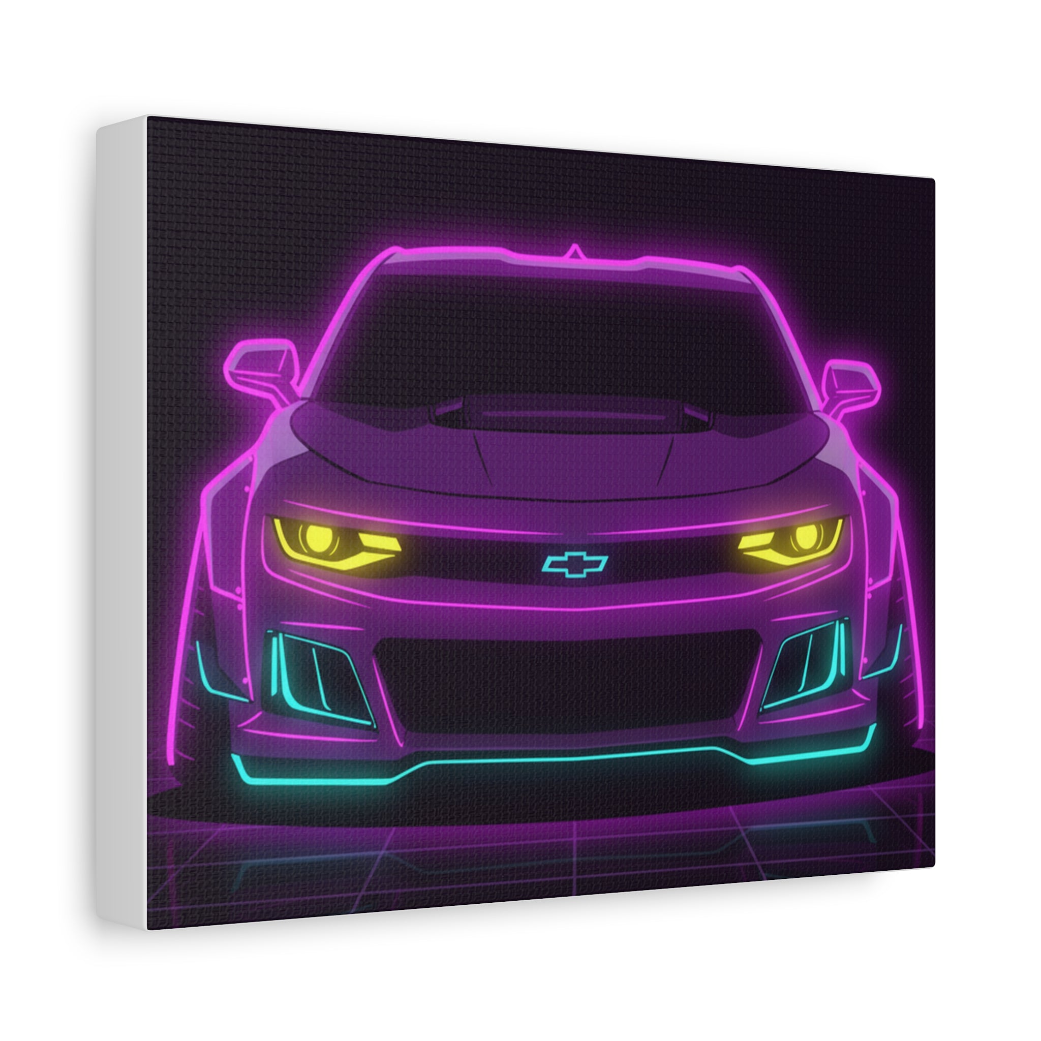 Chevrolet Camaro ZL1 Neon Synthwave Canvas Wall Art