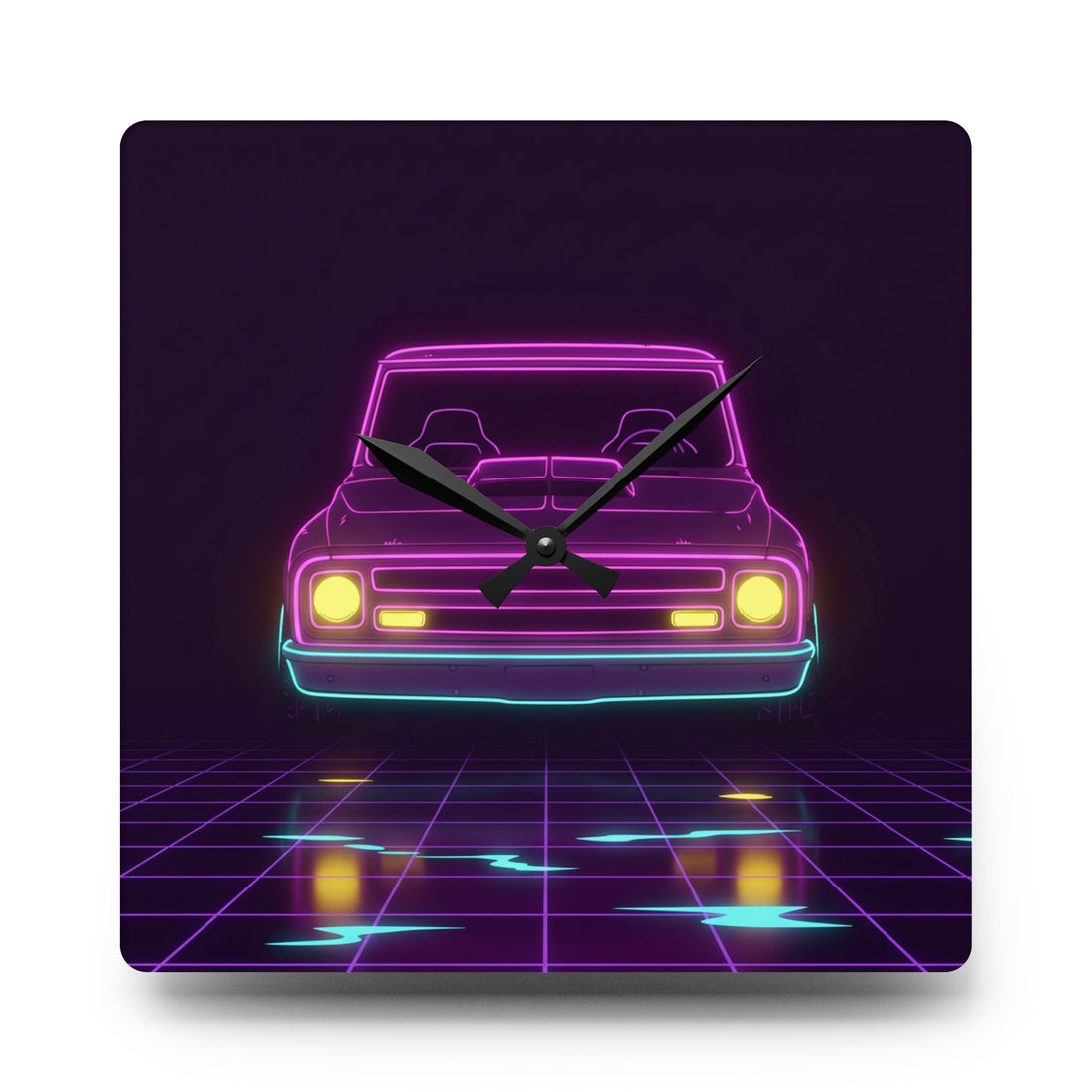 Chevy C10 Pickup (1967-72) Neon Synthwave Wall Clock