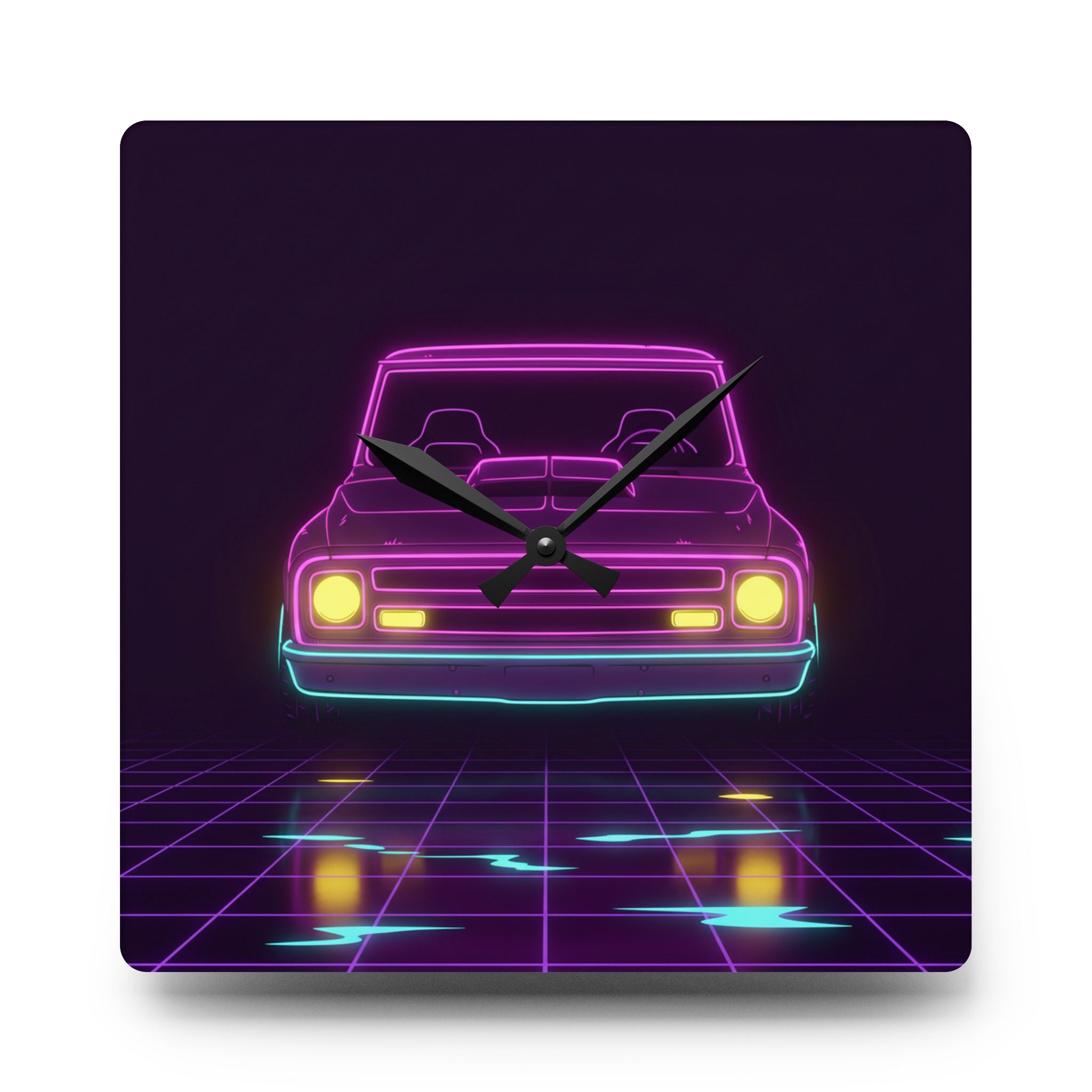 Chevy C10 Pickup (1967-72) Neon Synthwave Wall Clock