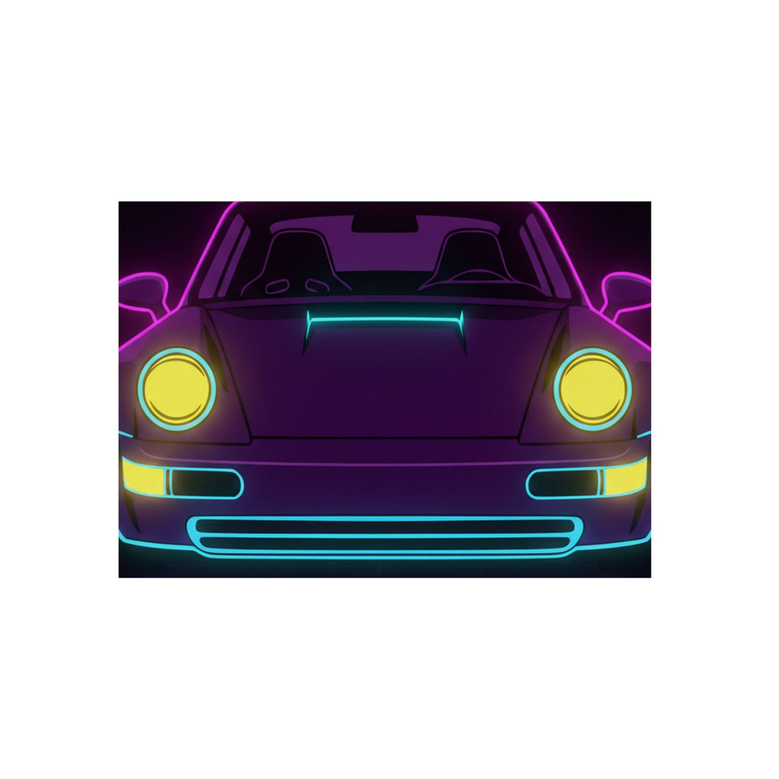 Porsche 964 Singer Neon Synthwave Metal Wall Sign
