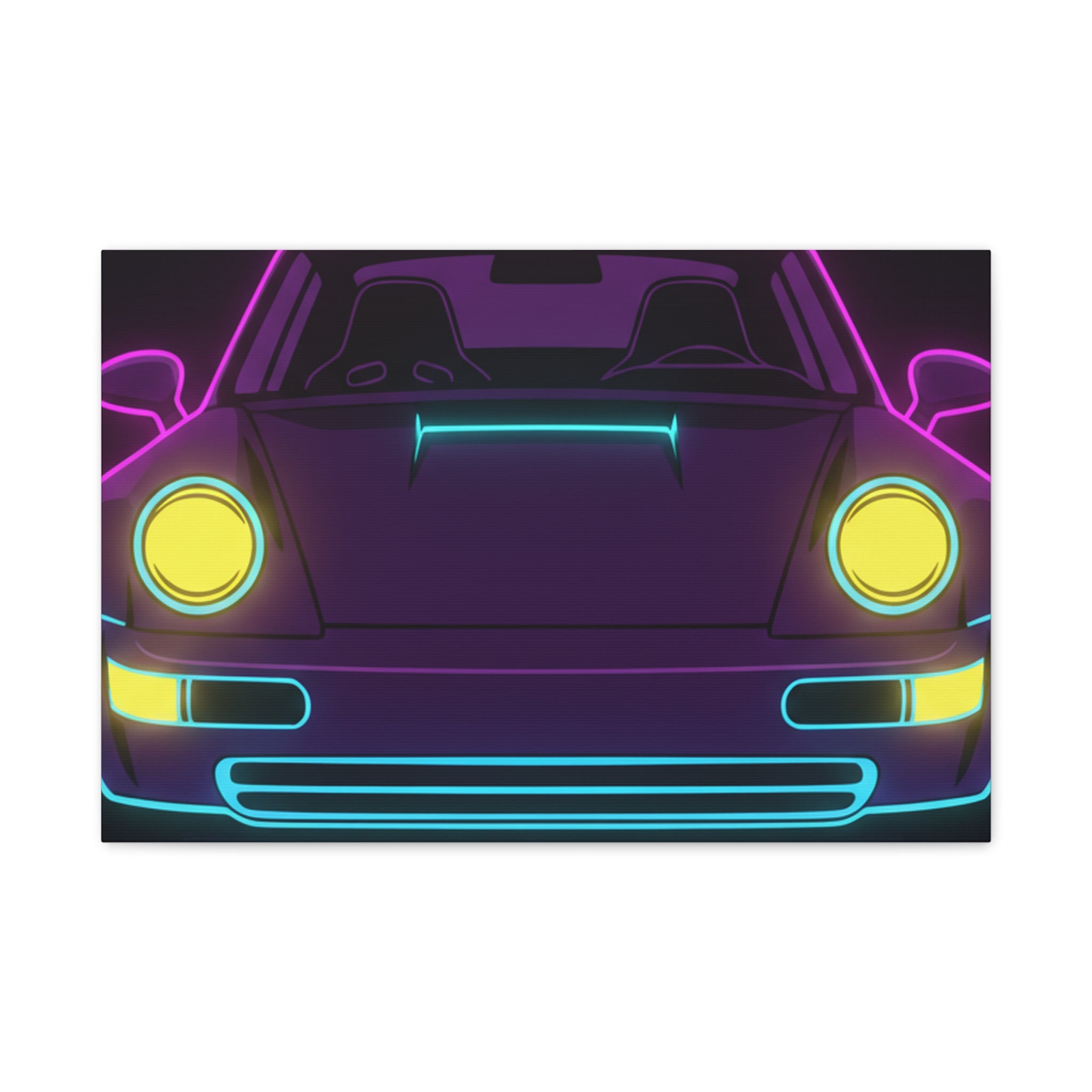 Porsche 964 Singer Neon Synthwave Canvas Wall Art