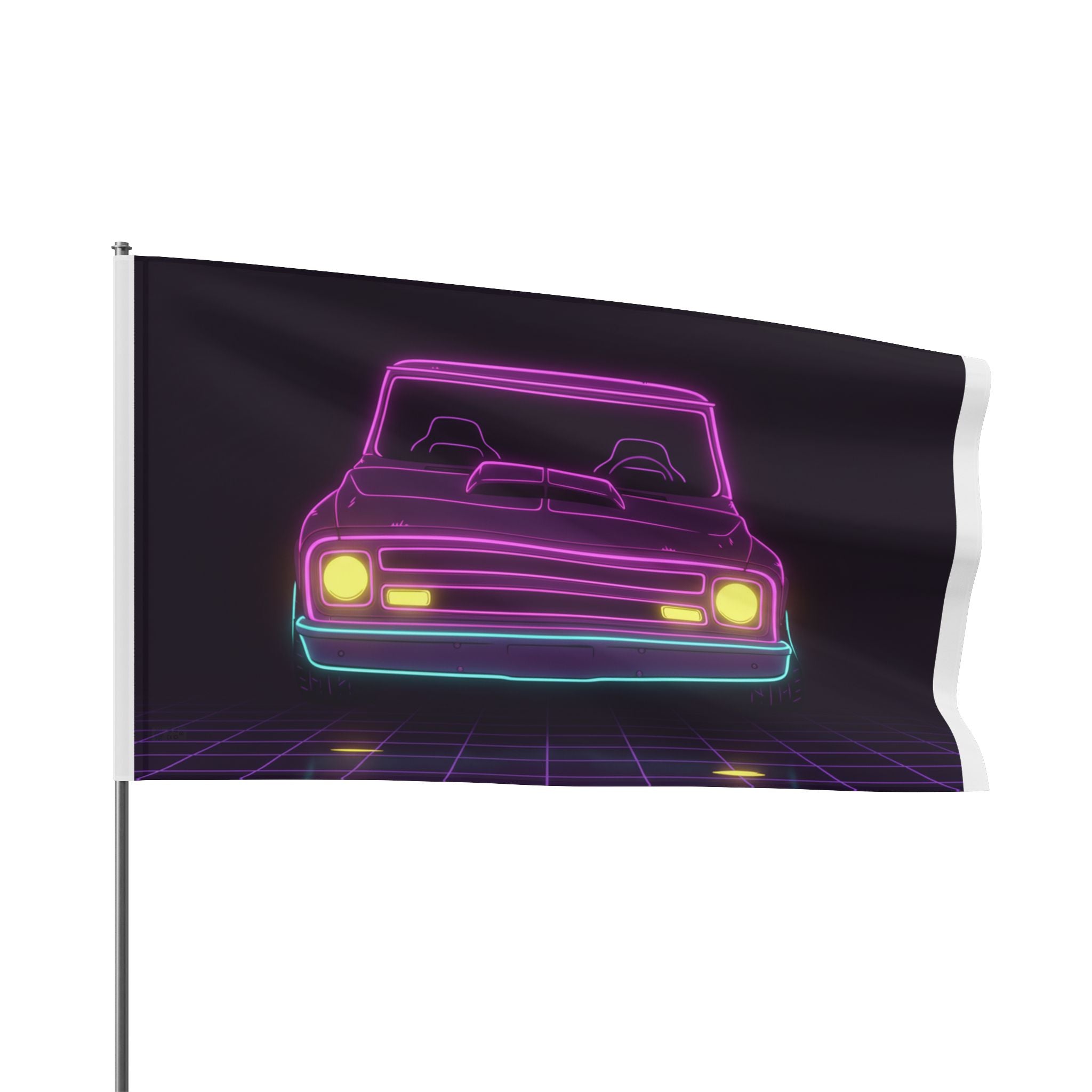 Chevy C10 Pickup (1967-72) Neon Synthwave Garage Flag