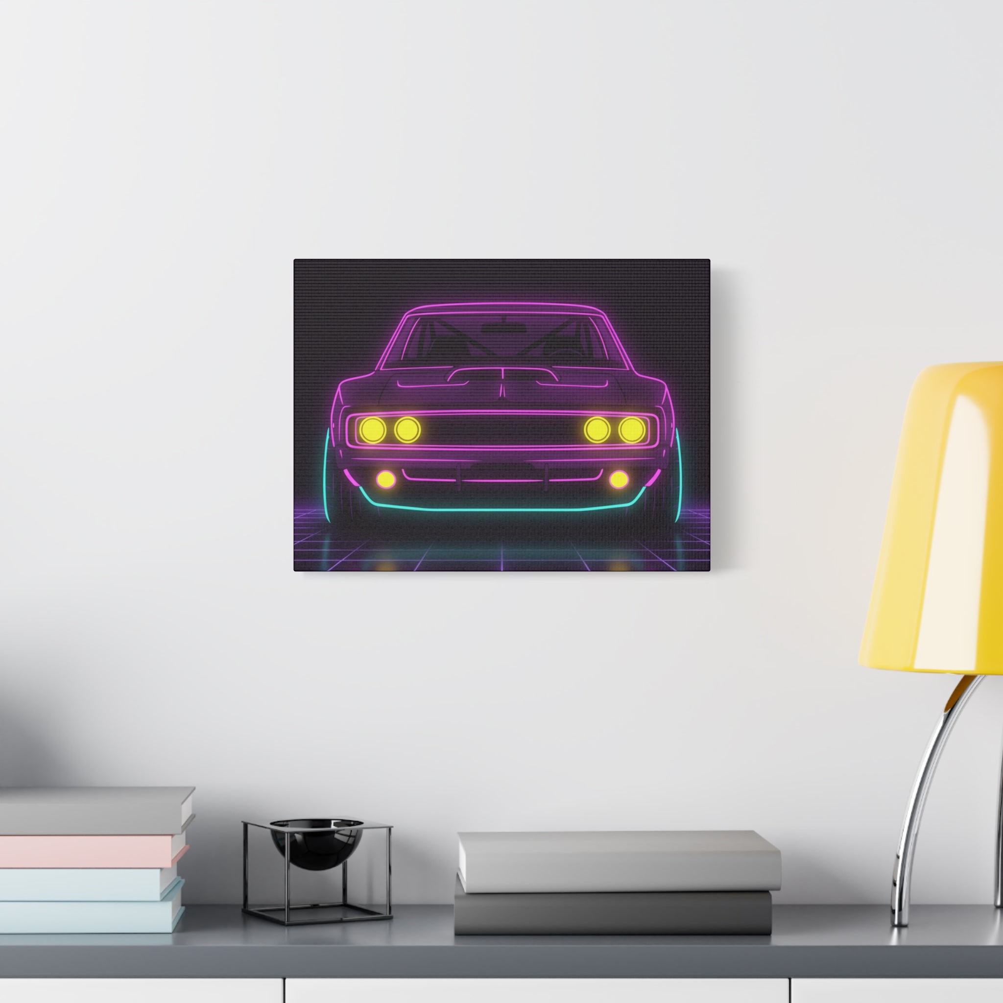 Dodge Charger R/T (1968-70) Neon Synthwave Canvas Wall Art