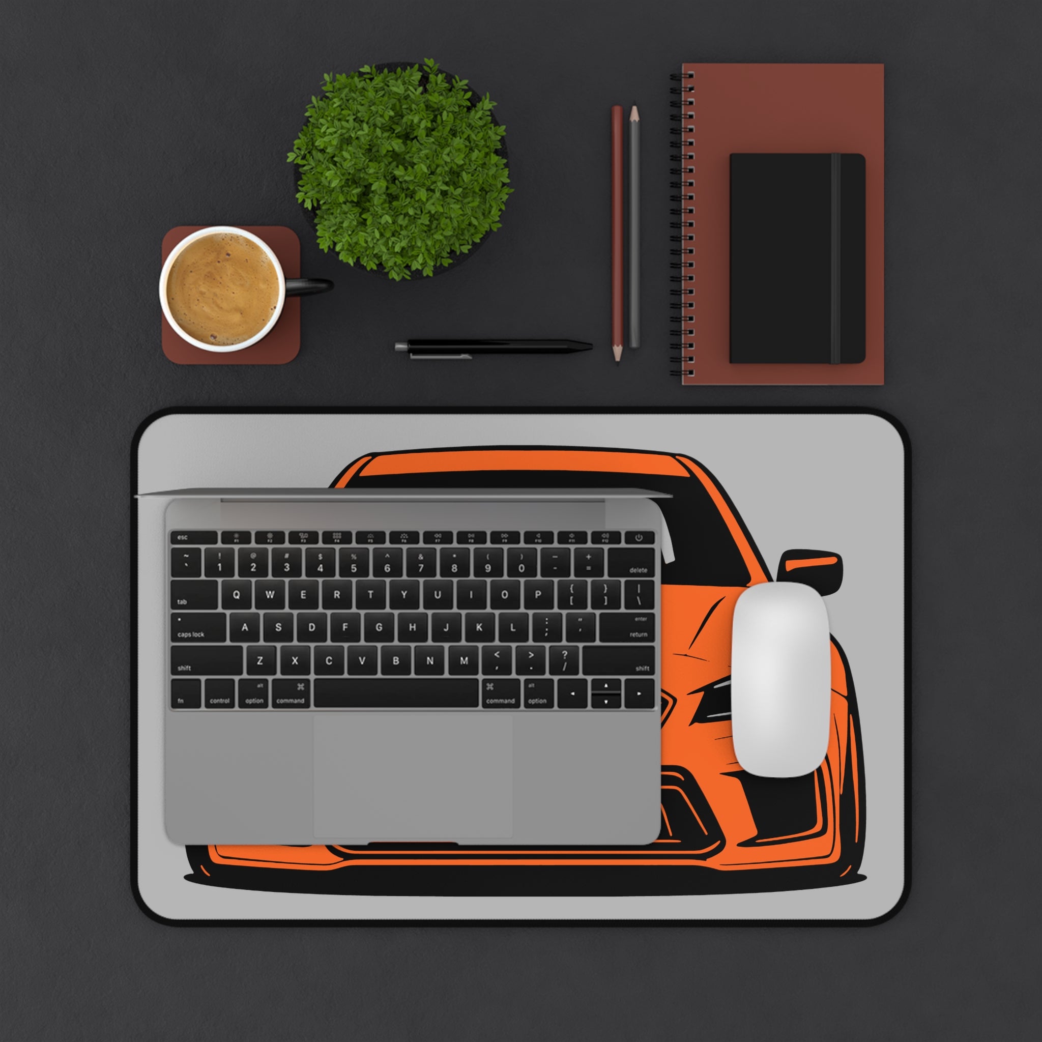 WRX Desk Mat (Orange) Grey Background