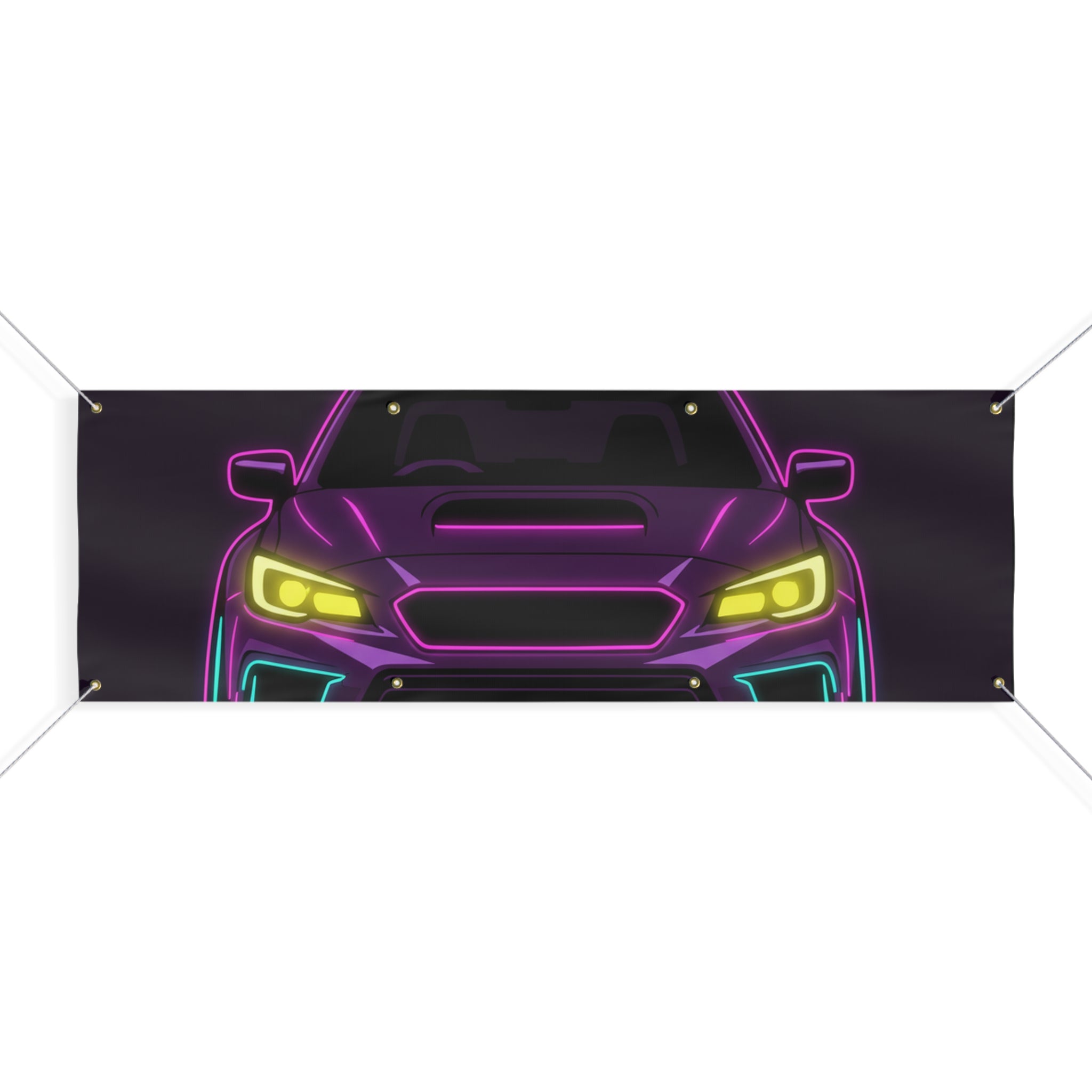 Subaru WRX STI Neon Synthwave Banner