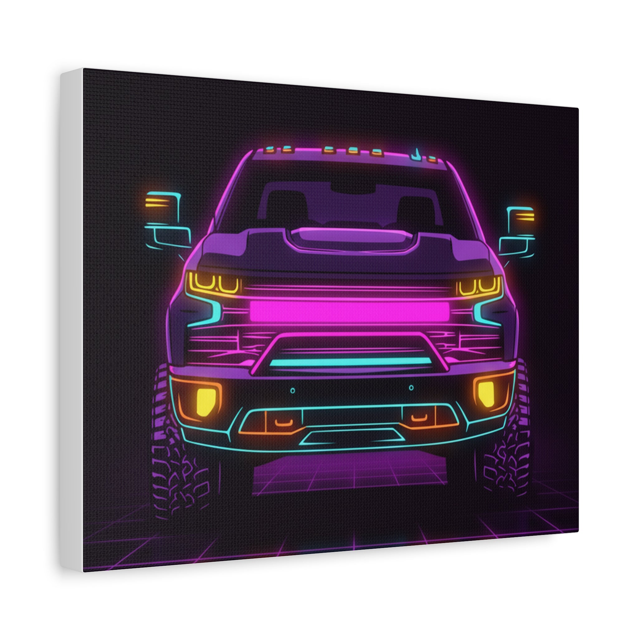Chevy Silverado Trail Boss (2019+) Neon Synthwave Canvas Wall Art