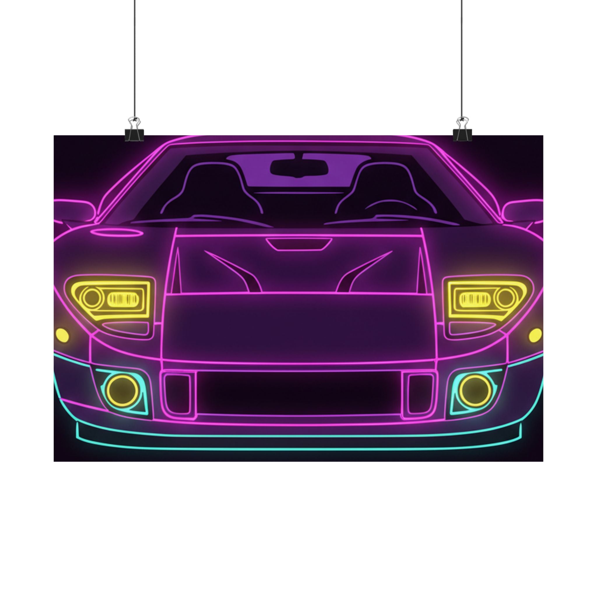 Ford GT40 (1964-69) Neon Synthwave Poster