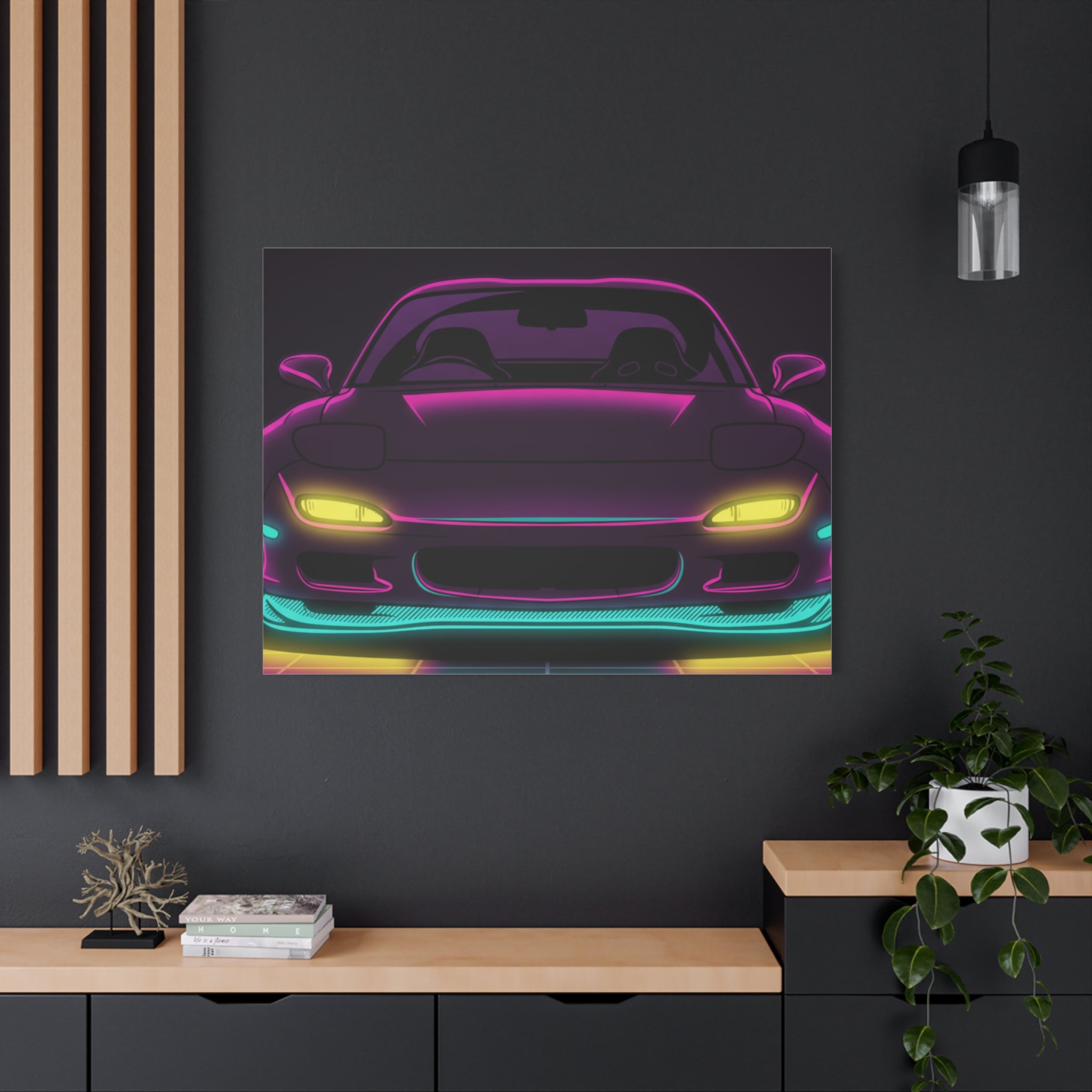 Mazda RX-7 FD Neon Synthwave Canvas Wall Art