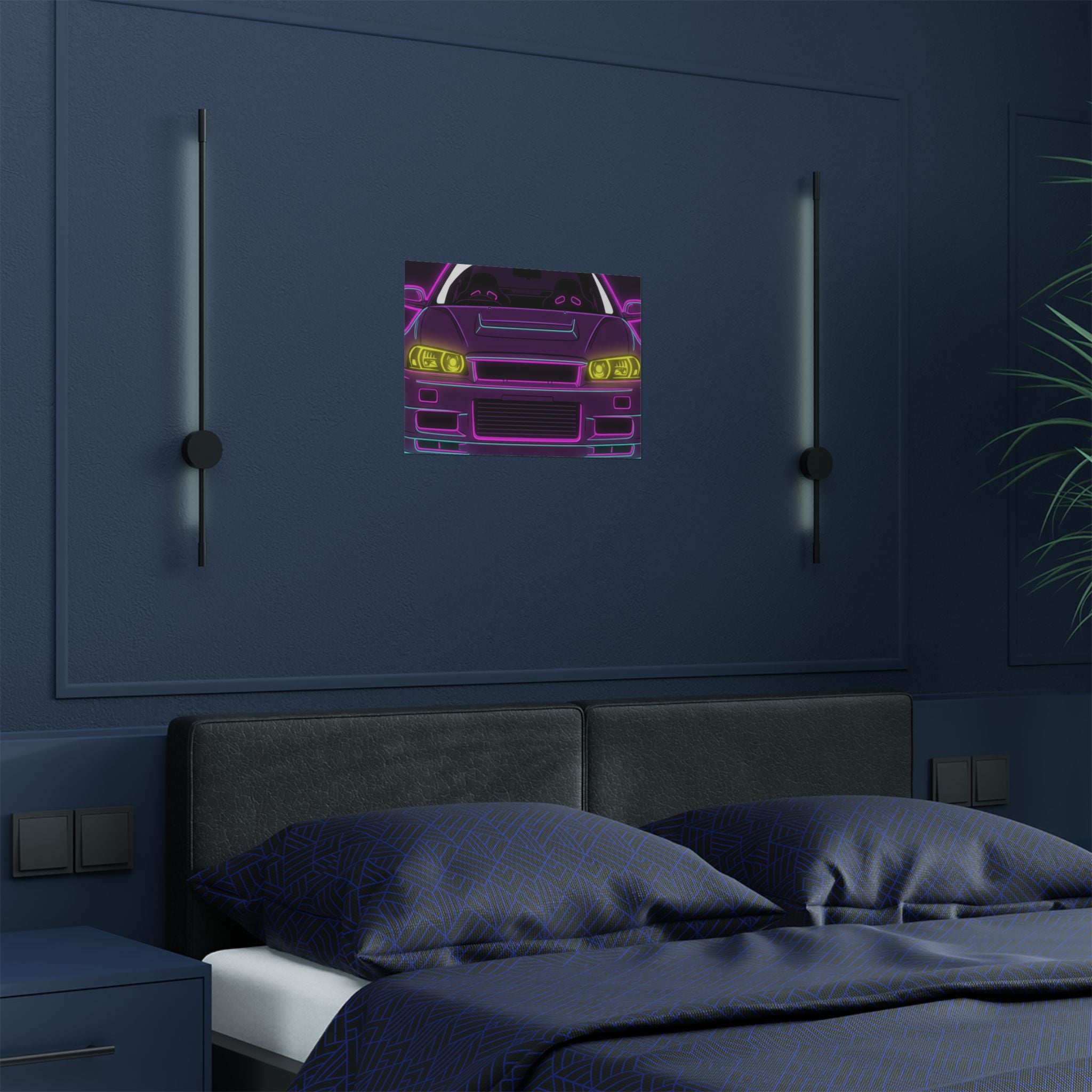 Nissan GT-R Neon Synthwave Poster
