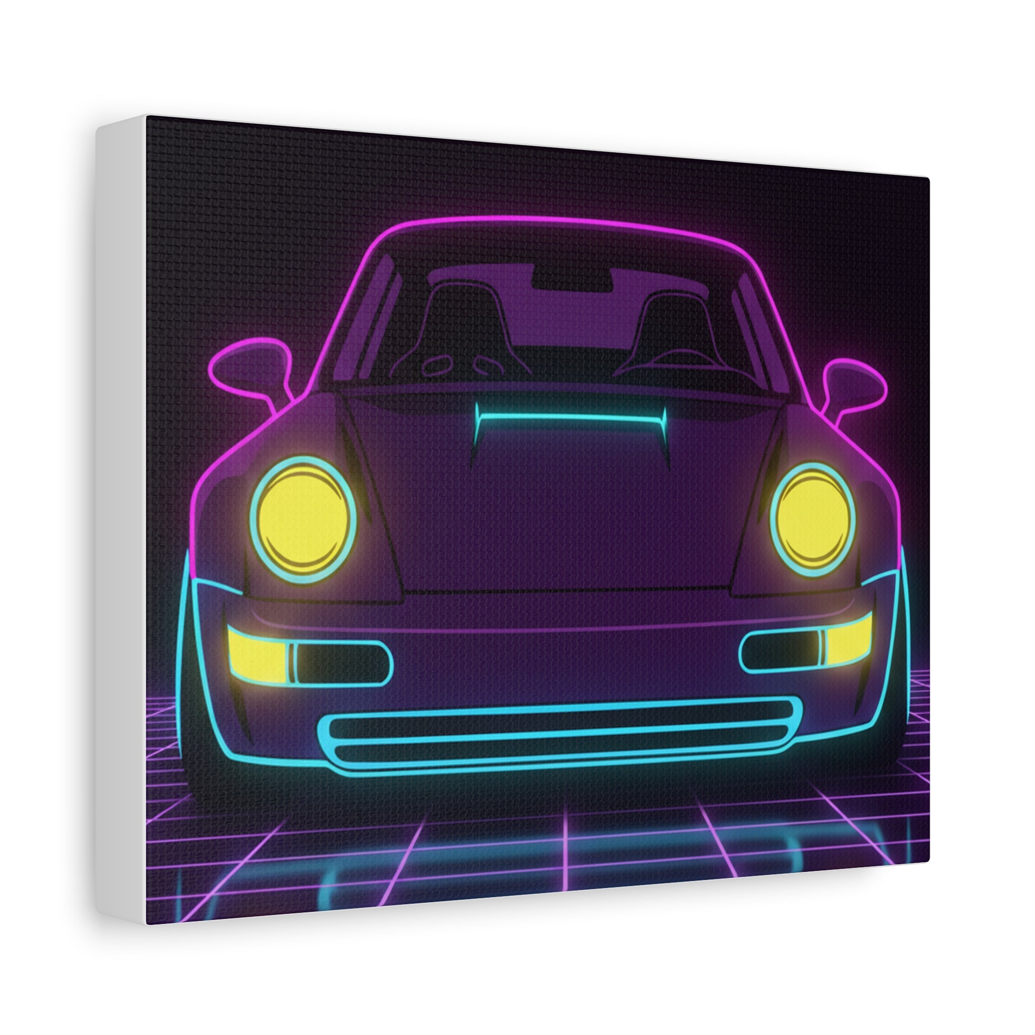 Porsche 964 Singer Neon Synthwave Canvas Wall Art
