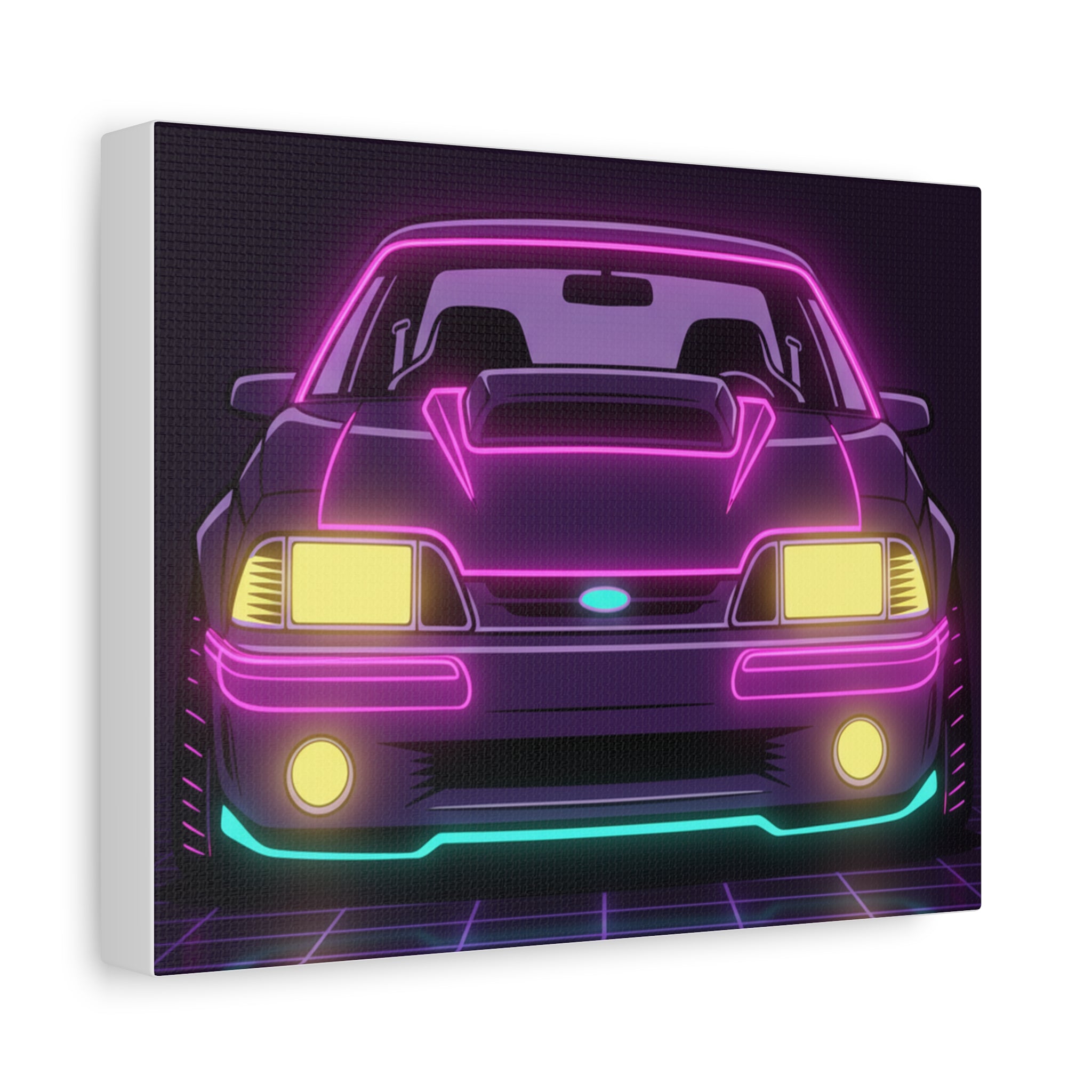 Ford Mustang Fox Body GT Neon Synthwave Canvas Wall Art