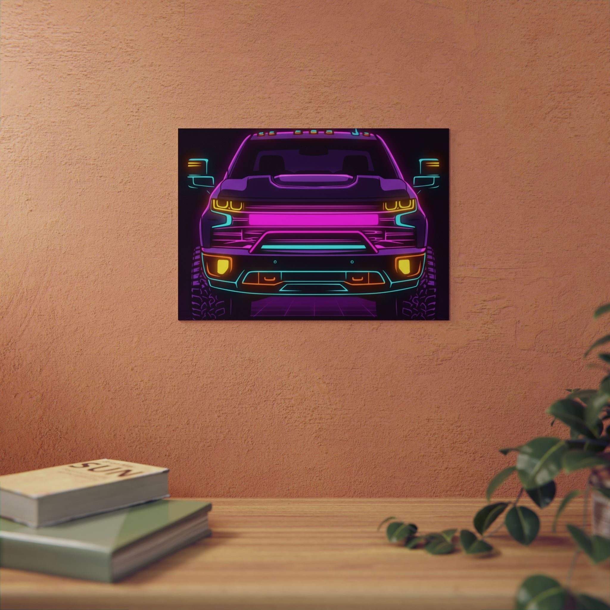 Chevy Silverado Trail Boss (2019+) Neon Synthwave Metal Wall Sign