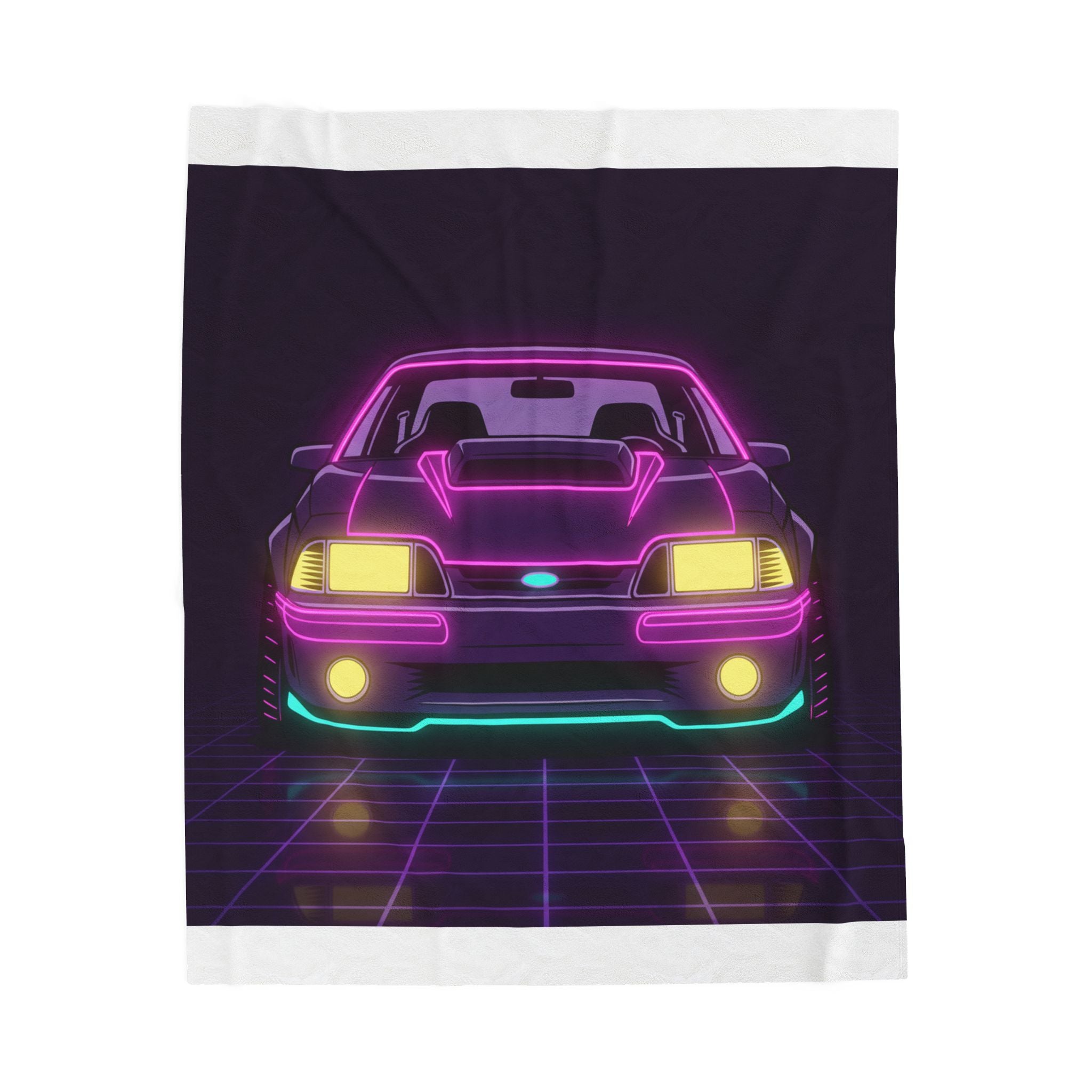 Ford Mustang Fox Body GT Neon Synthwave Velveteen Plush Blanket