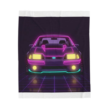 Ford Mustang Fox Body GT Neon Synthwave Velveteen Plush Blanket
