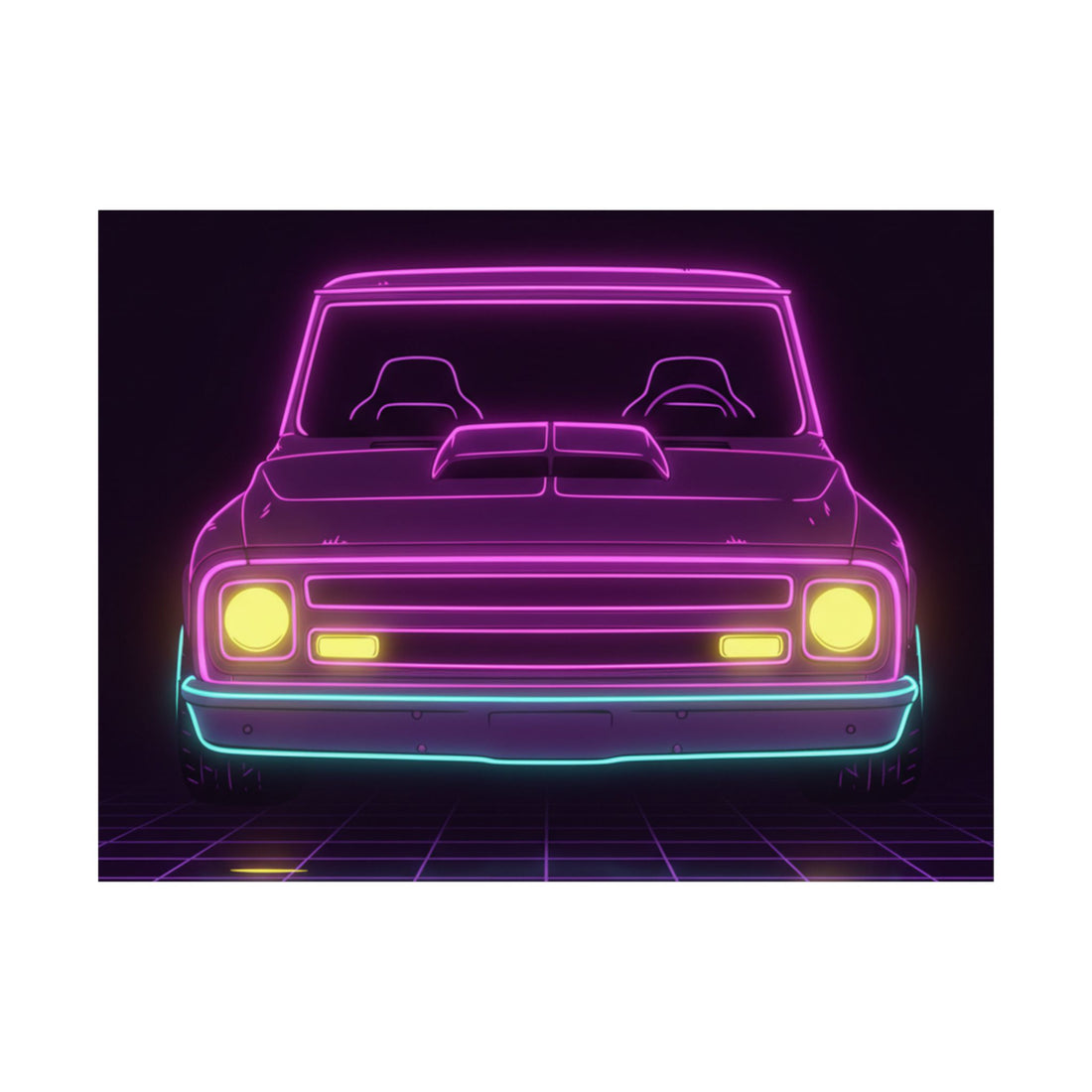 Chevy C10 Pickup (1967-72) Neon Synthwave Poster