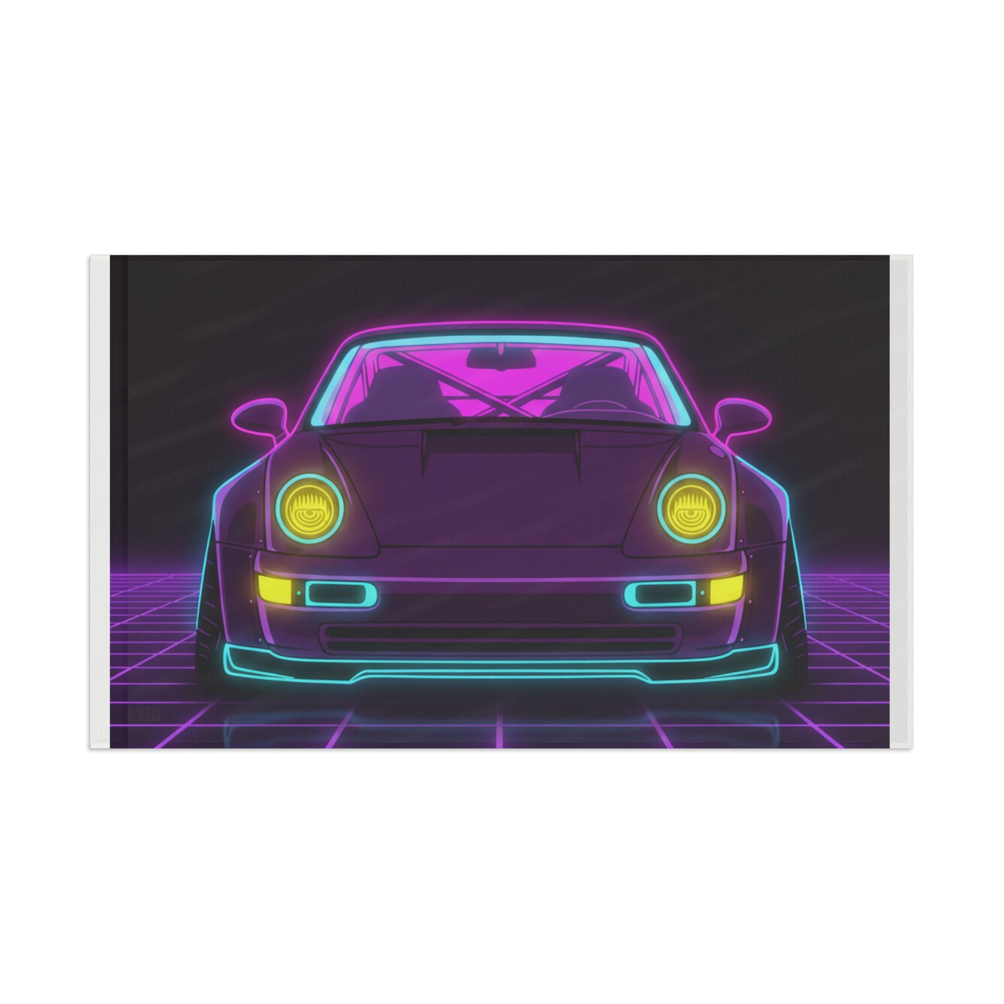 Porsche 964 Turbo Neon Synthwave Garage Flag