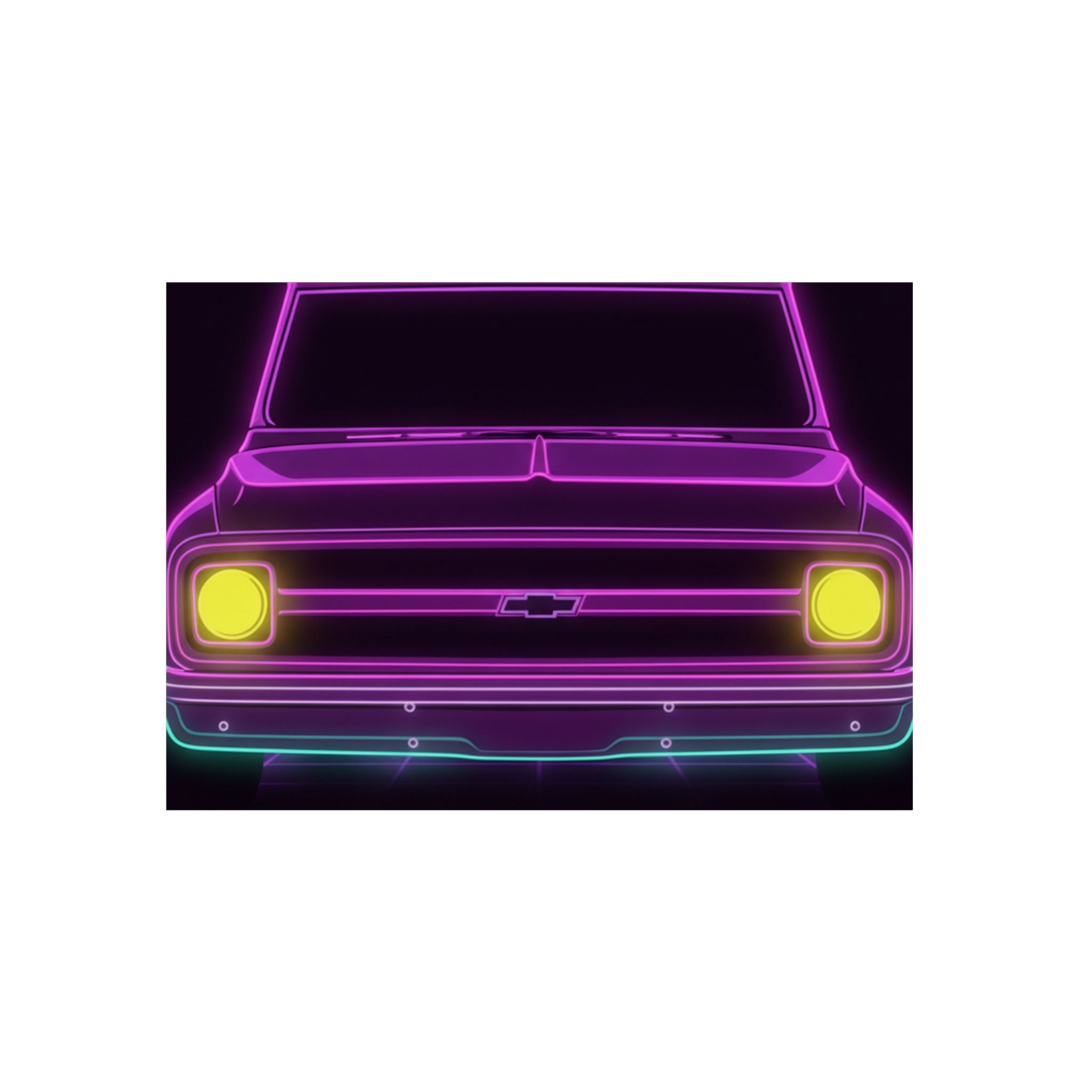 Chevy C10 Pickup (1967-72) Pro-Touring Neon Synthwave Metal Wall Sign