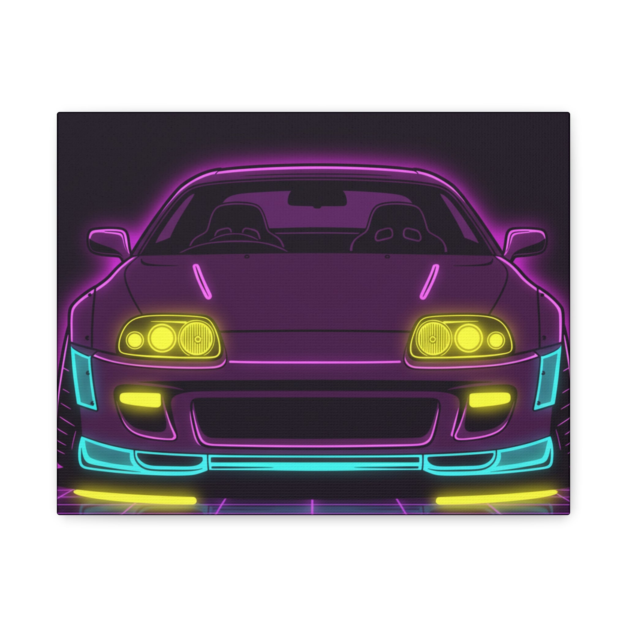 Toyota Supra MK4 Neon Synthwave Canvas Wall Art