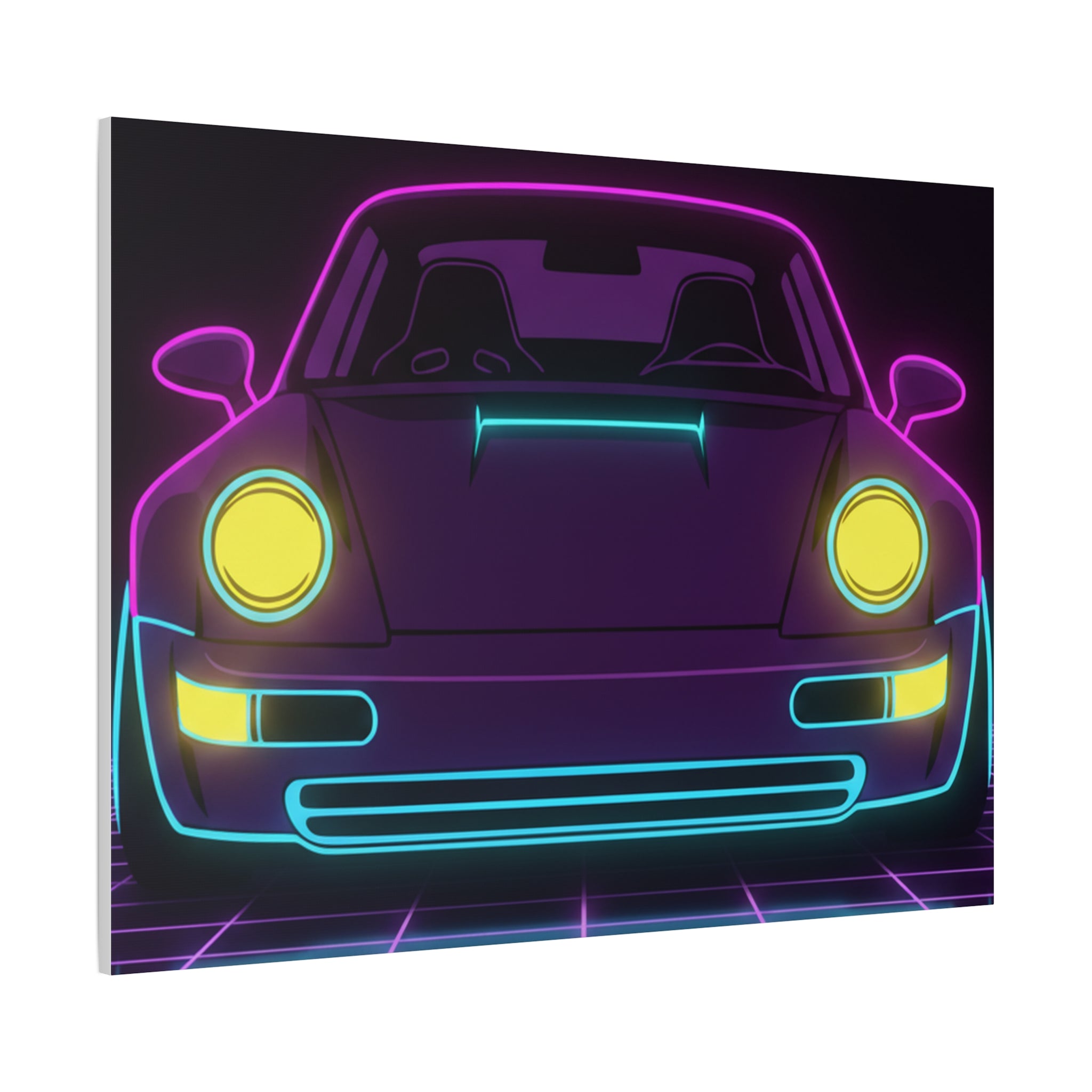 Porsche 964 Singer Neon Synthwave Canvas Wall Art