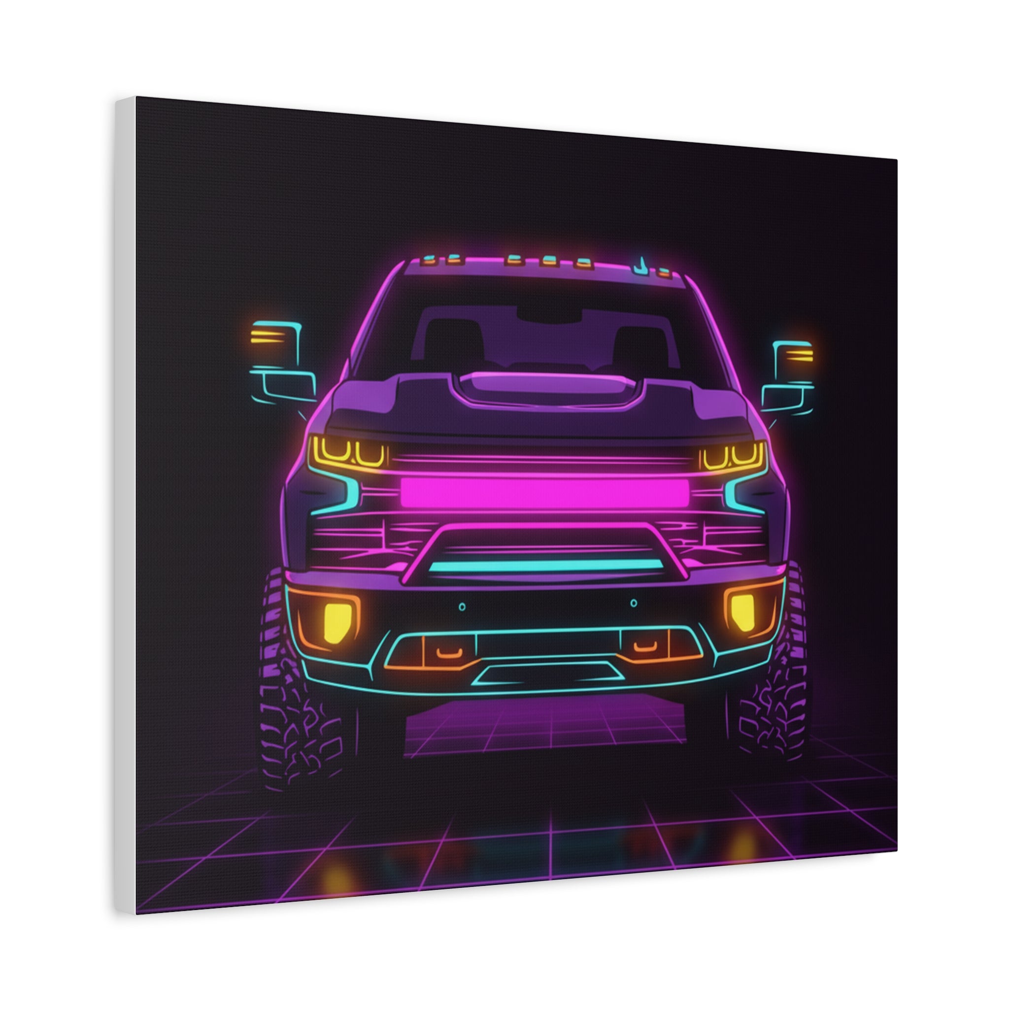 Chevy Silverado Trail Boss (2019+) Neon Synthwave Canvas Wall Art