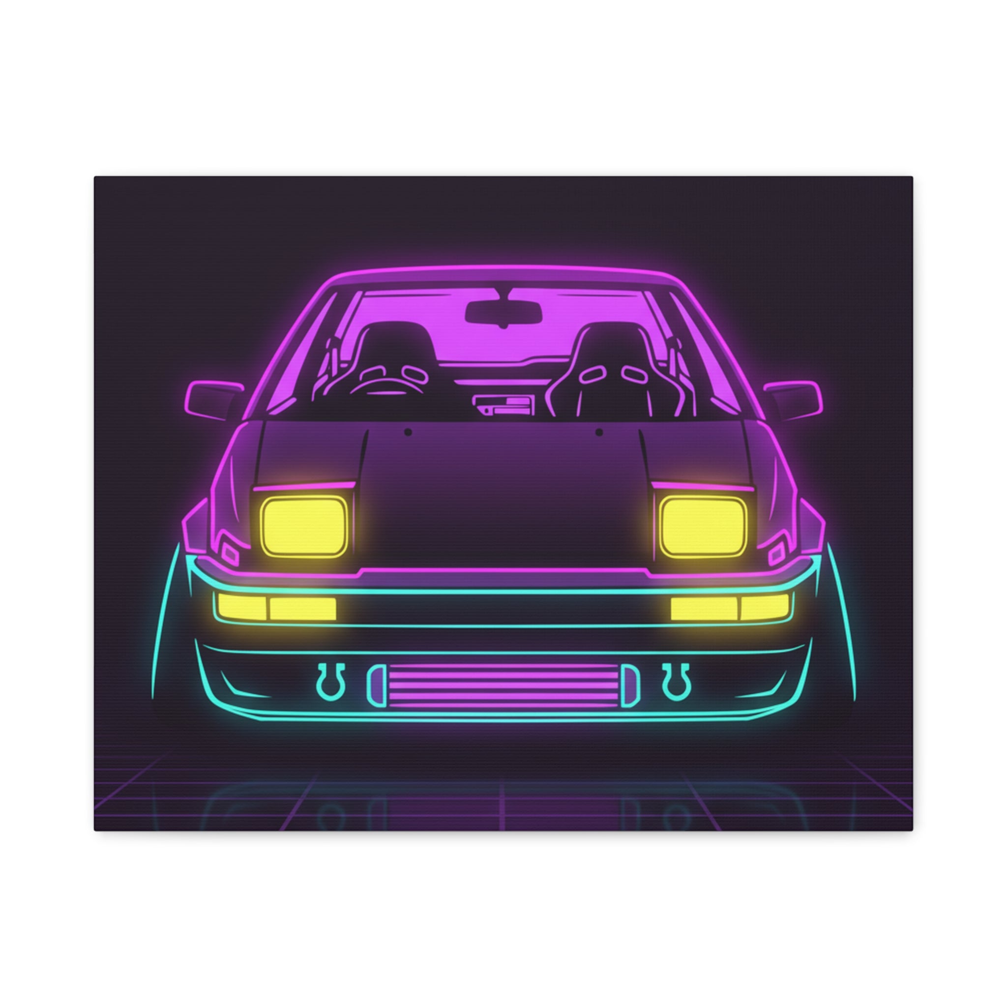 Toyota AE86 (1983-87) Neon Synthwave Canvas Wall Art