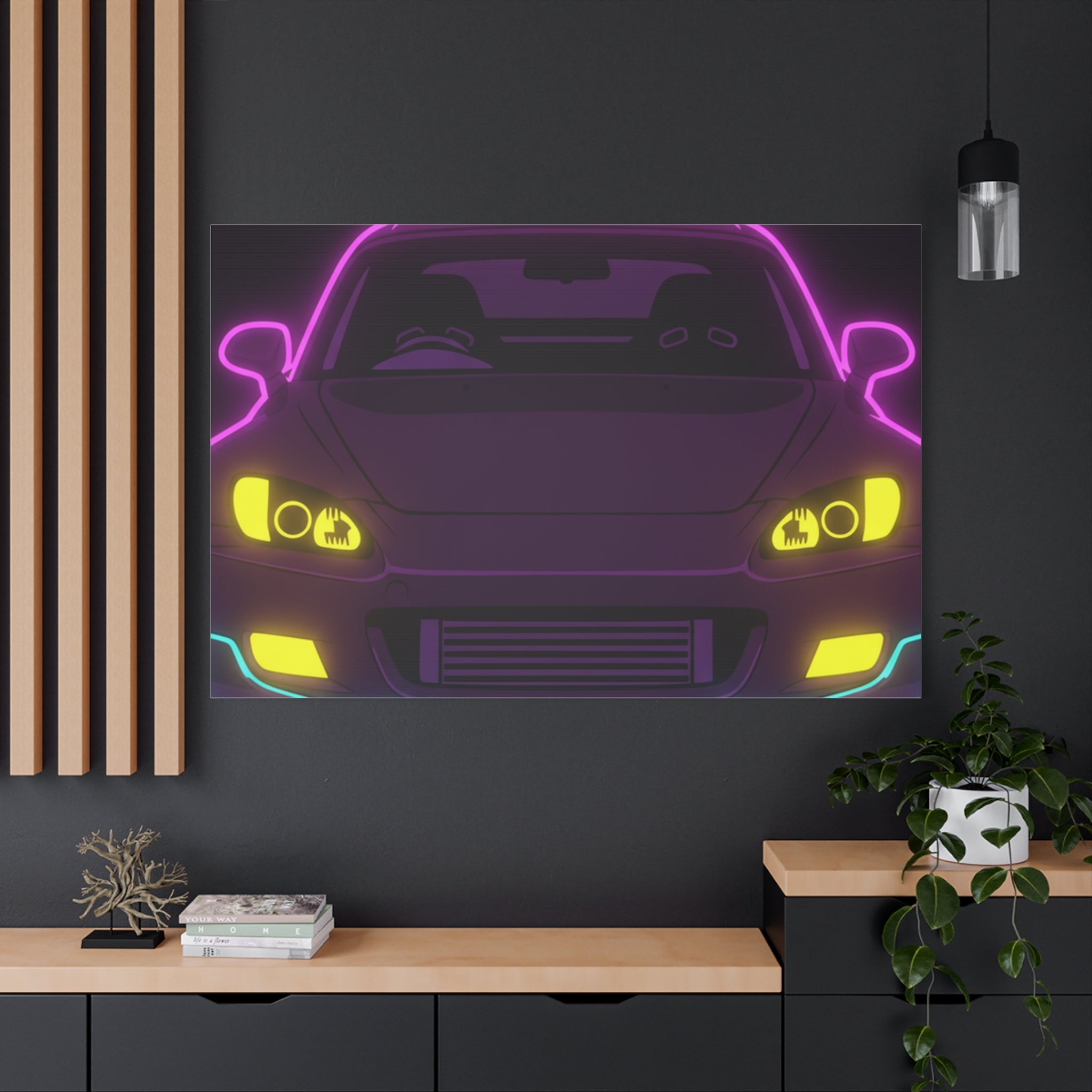 Honda S2000 (1999-09) Neon Synthwave Canvas Wall Art