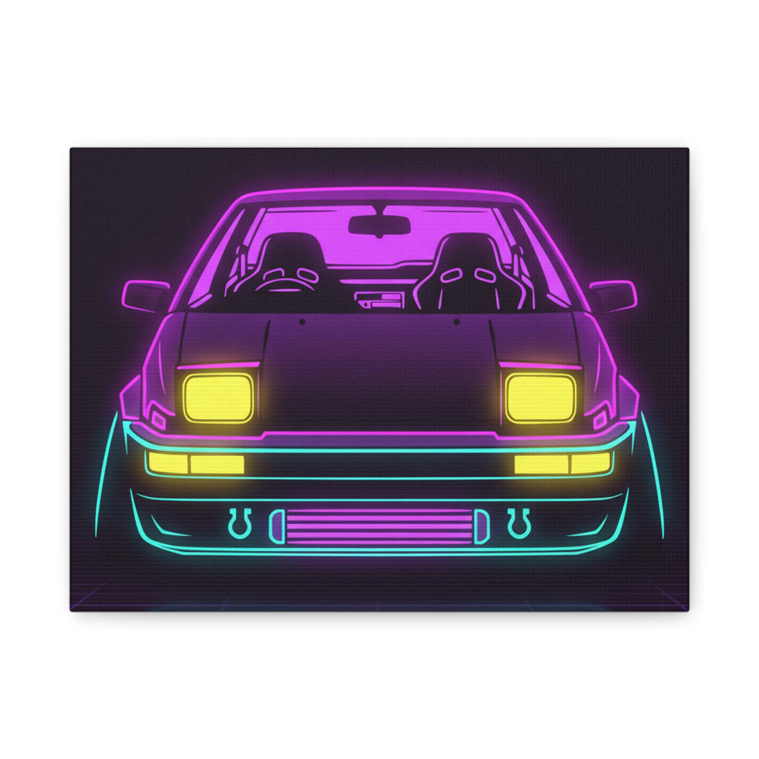 Toyota AE86 (1983-87) Neon Synthwave Canvas Wall Art