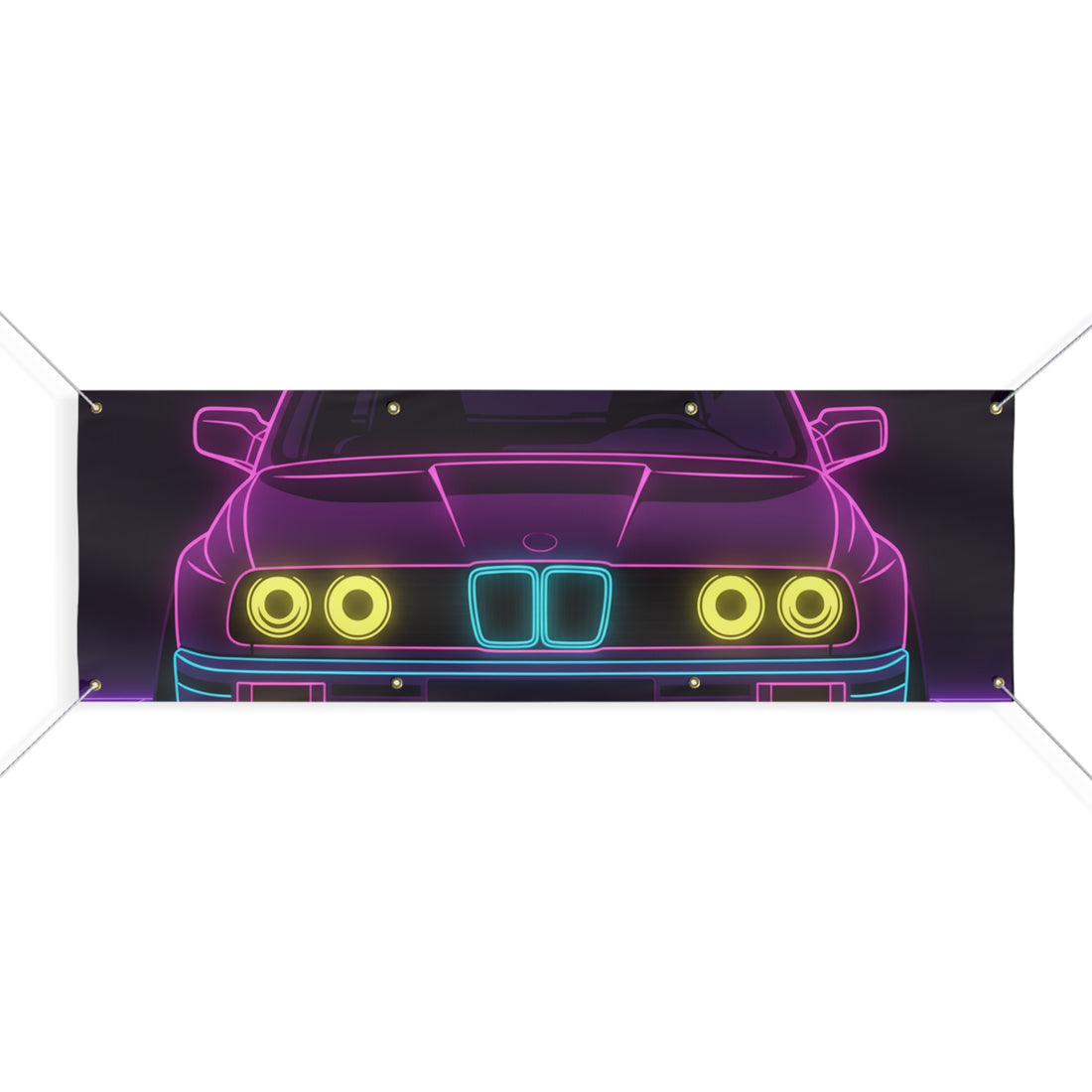 BMW E30 Neon Synthwave Banner