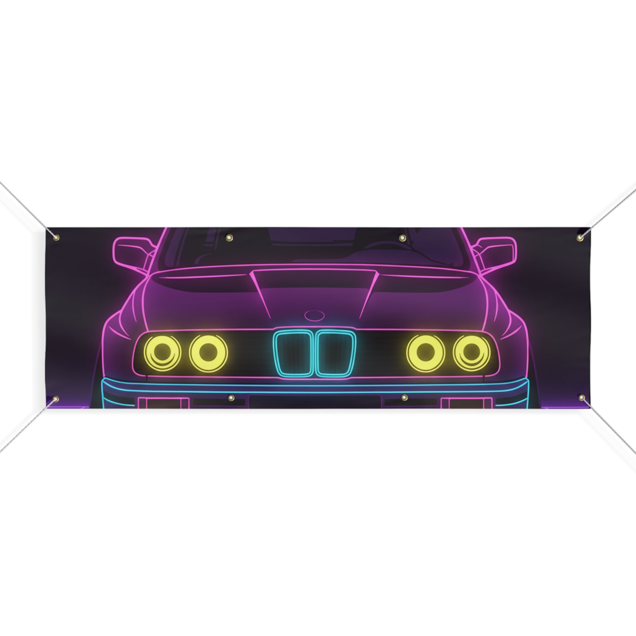 BMW E30 Neon Synthwave Banner