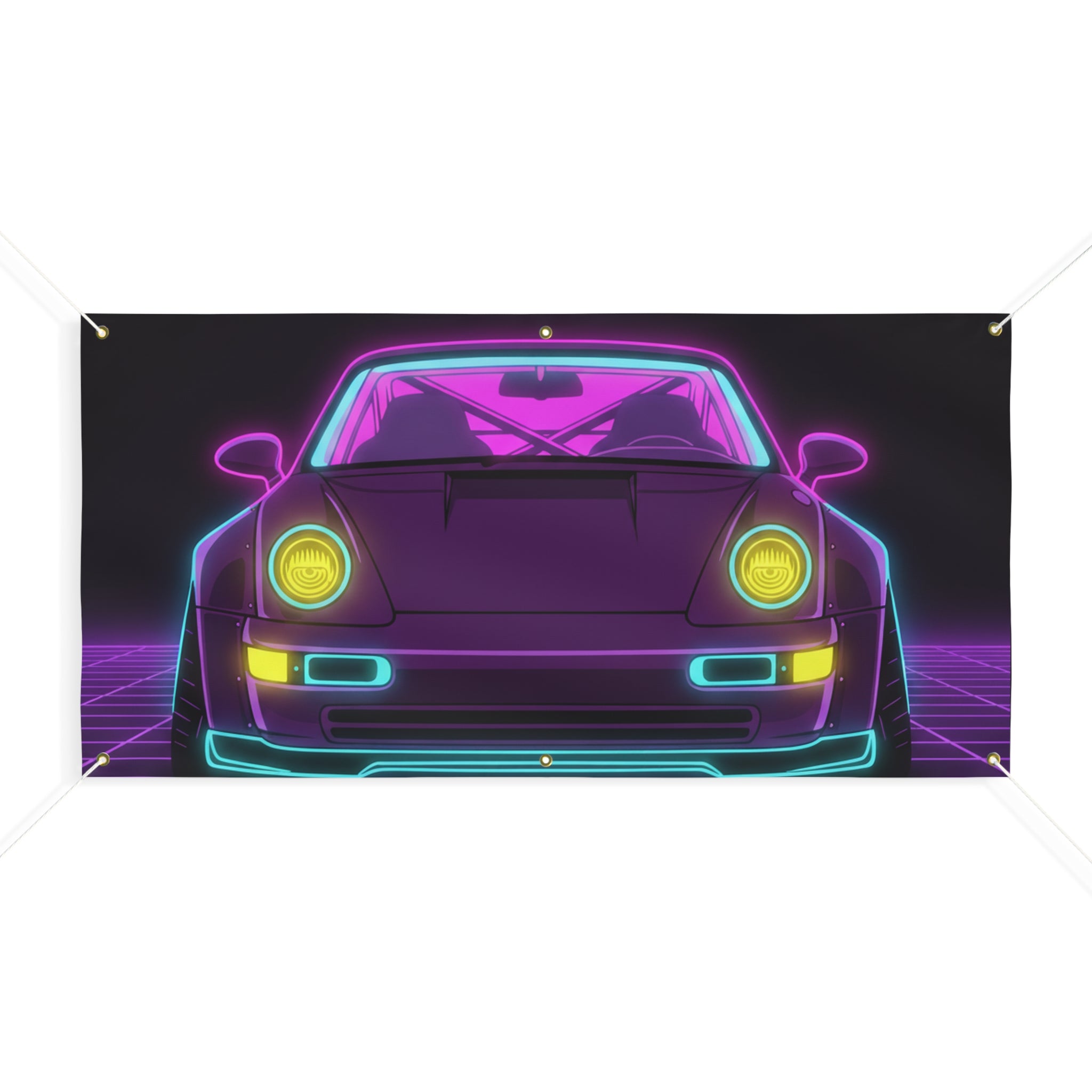 Porsche 964 Turbo Neon Synthwave Banner