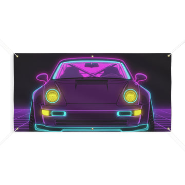 Porsche 964 Turbo Neon Synthwave Banner