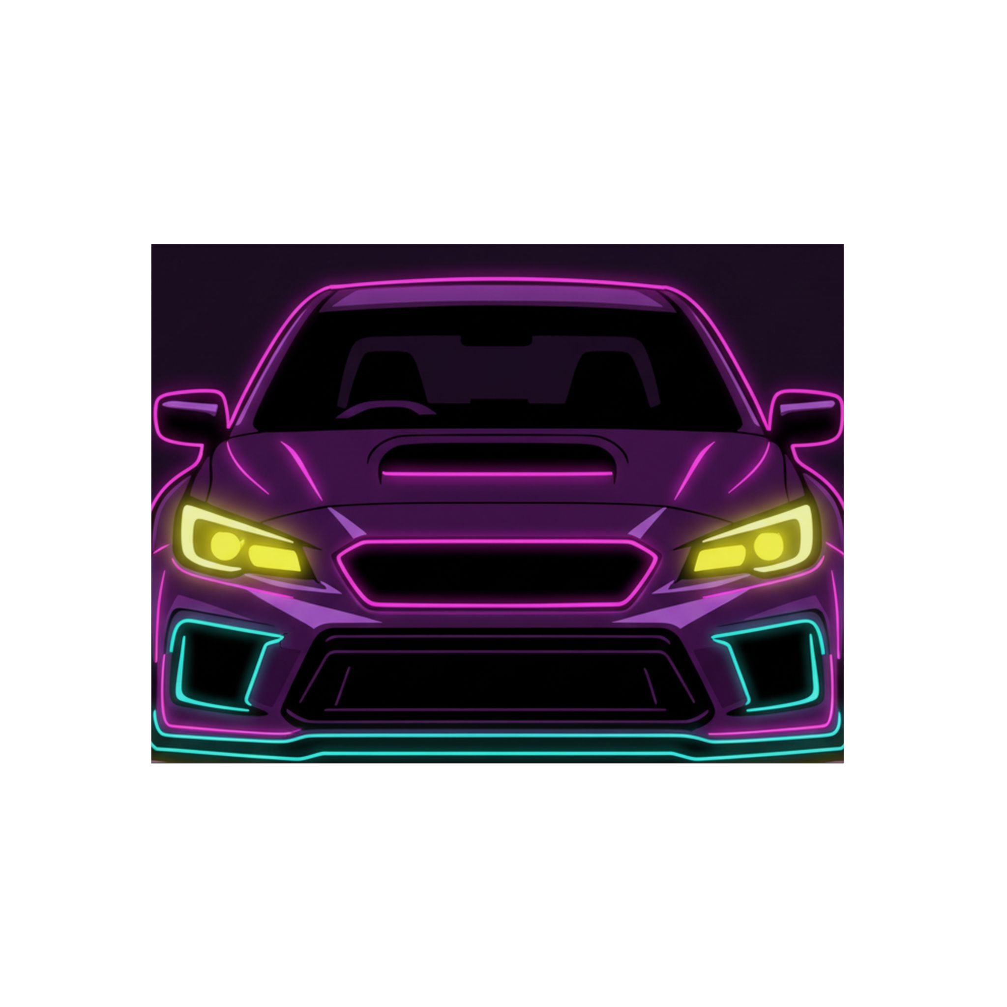 Subaru WRX STI Neon Synthwave Metal Wall Sign