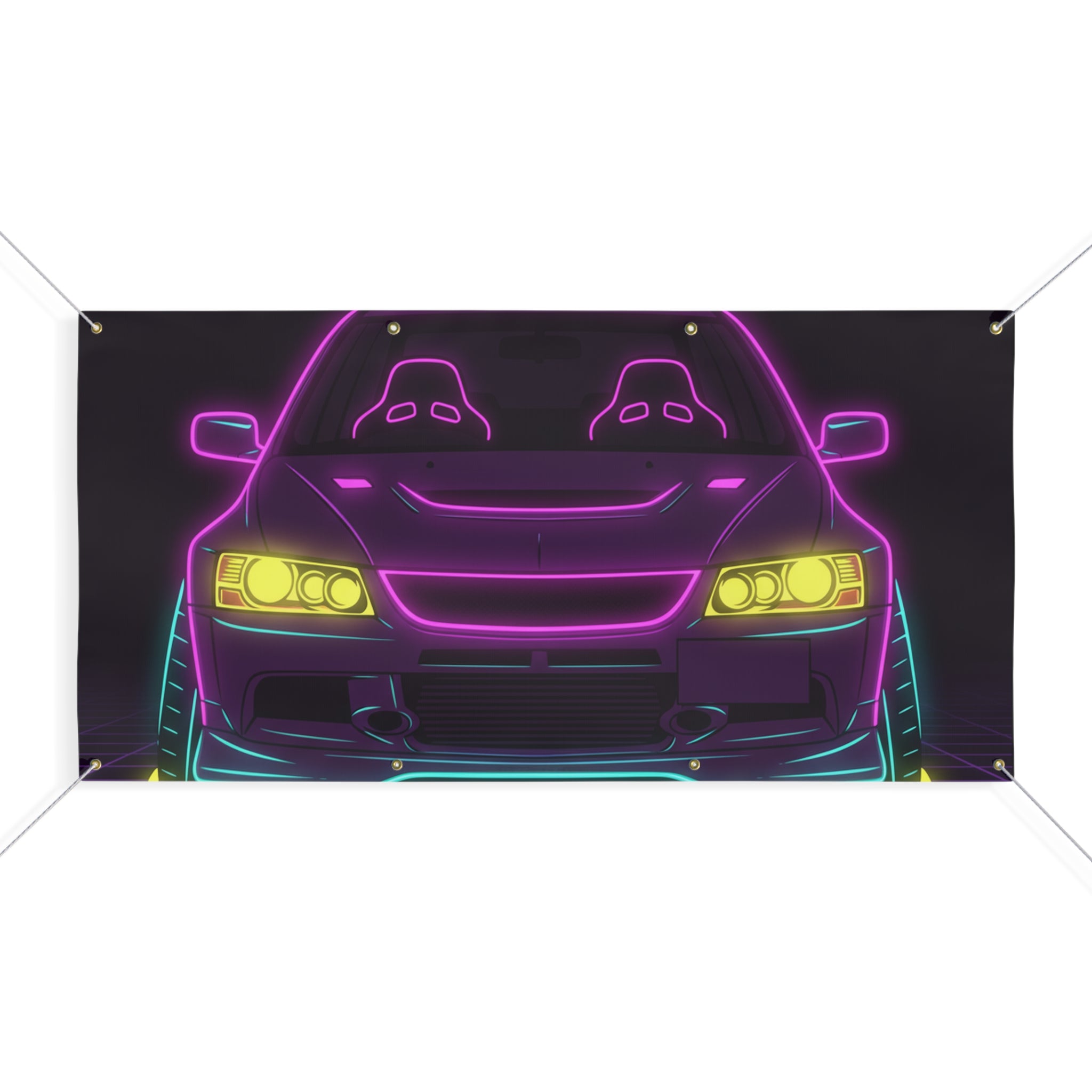 Mitsubishi Evo IX (2005-07) Neon Synthwave Banner