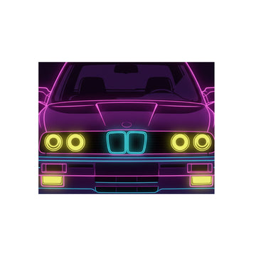 BMW E30 Neon Synthwave Metal Wall Sign