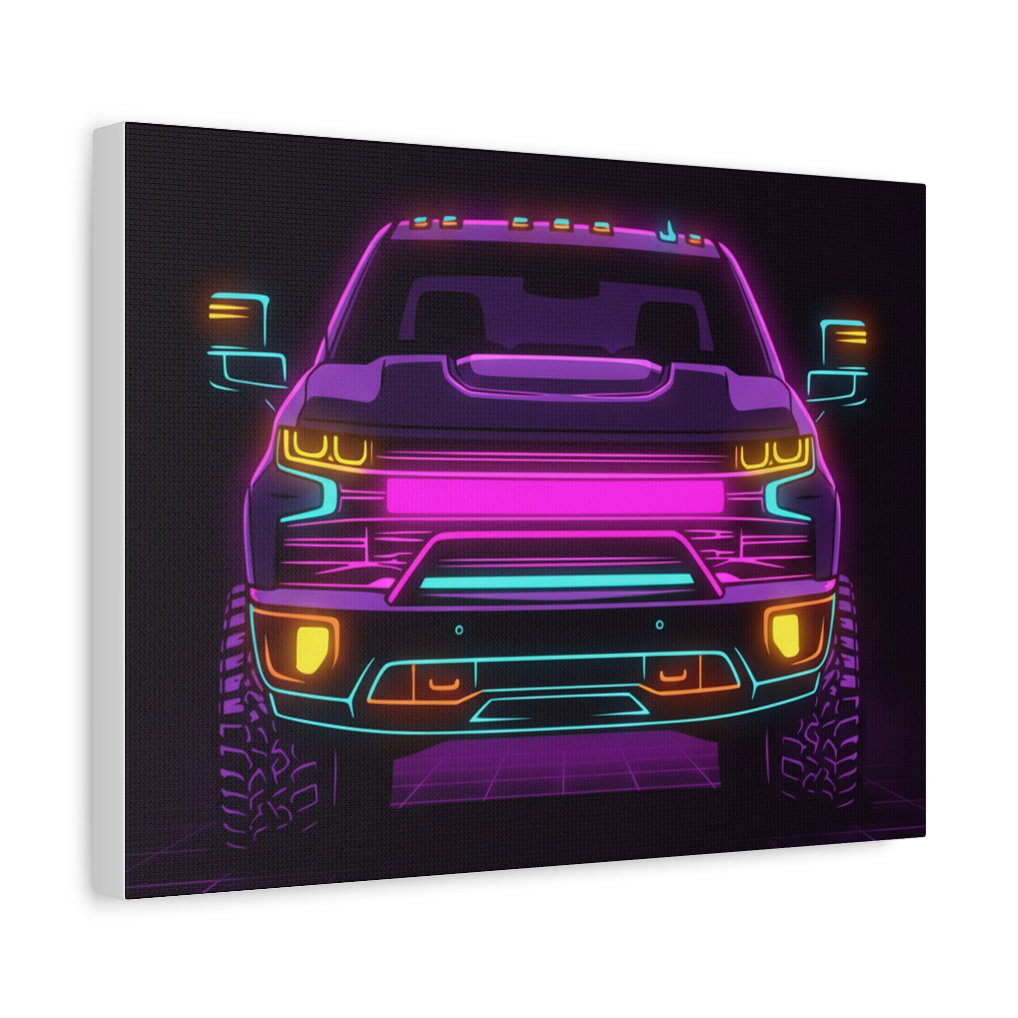 Chevy Silverado Trail Boss (2019+) Neon Synthwave Canvas Wall Art