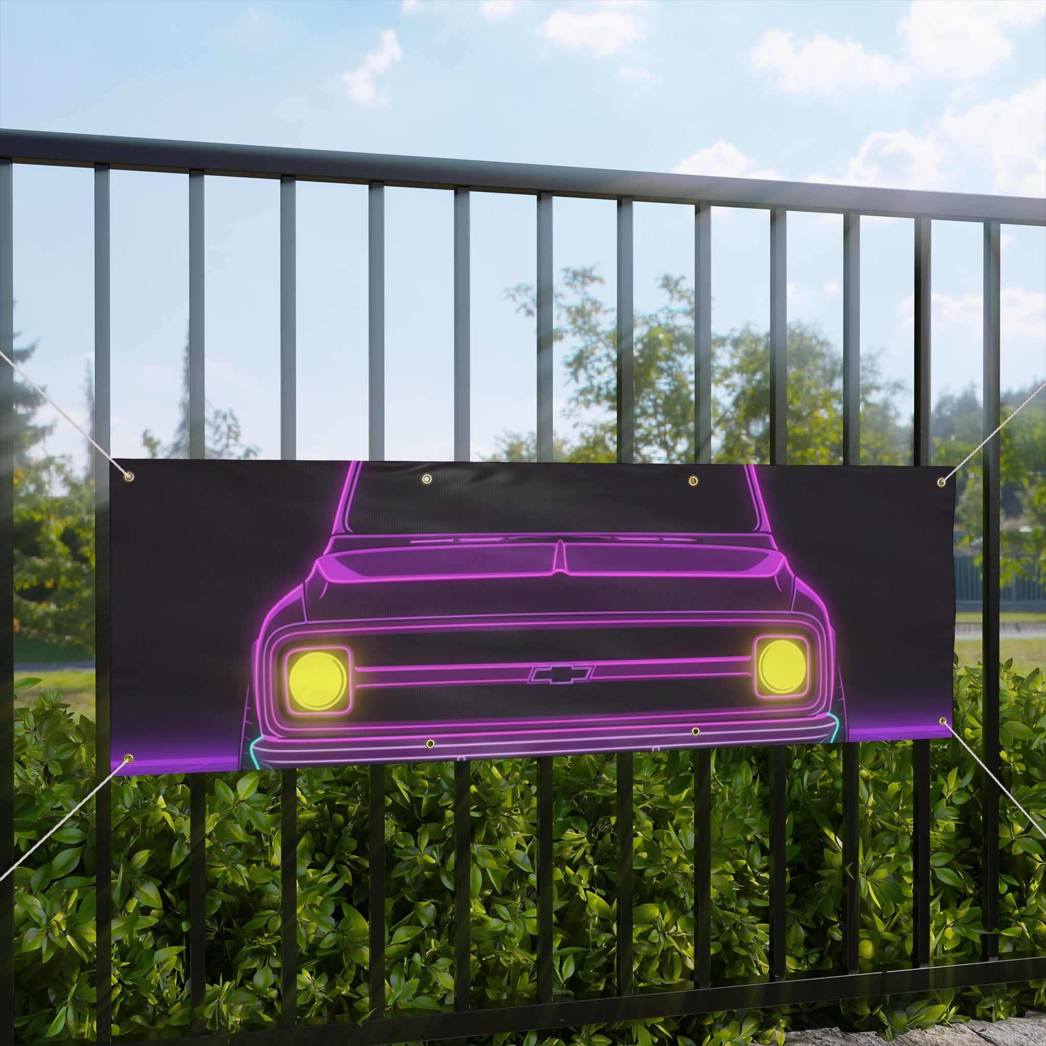 Chevy C10 Pickup (1967-72) Pro-Touring Neon Synthwave Banner