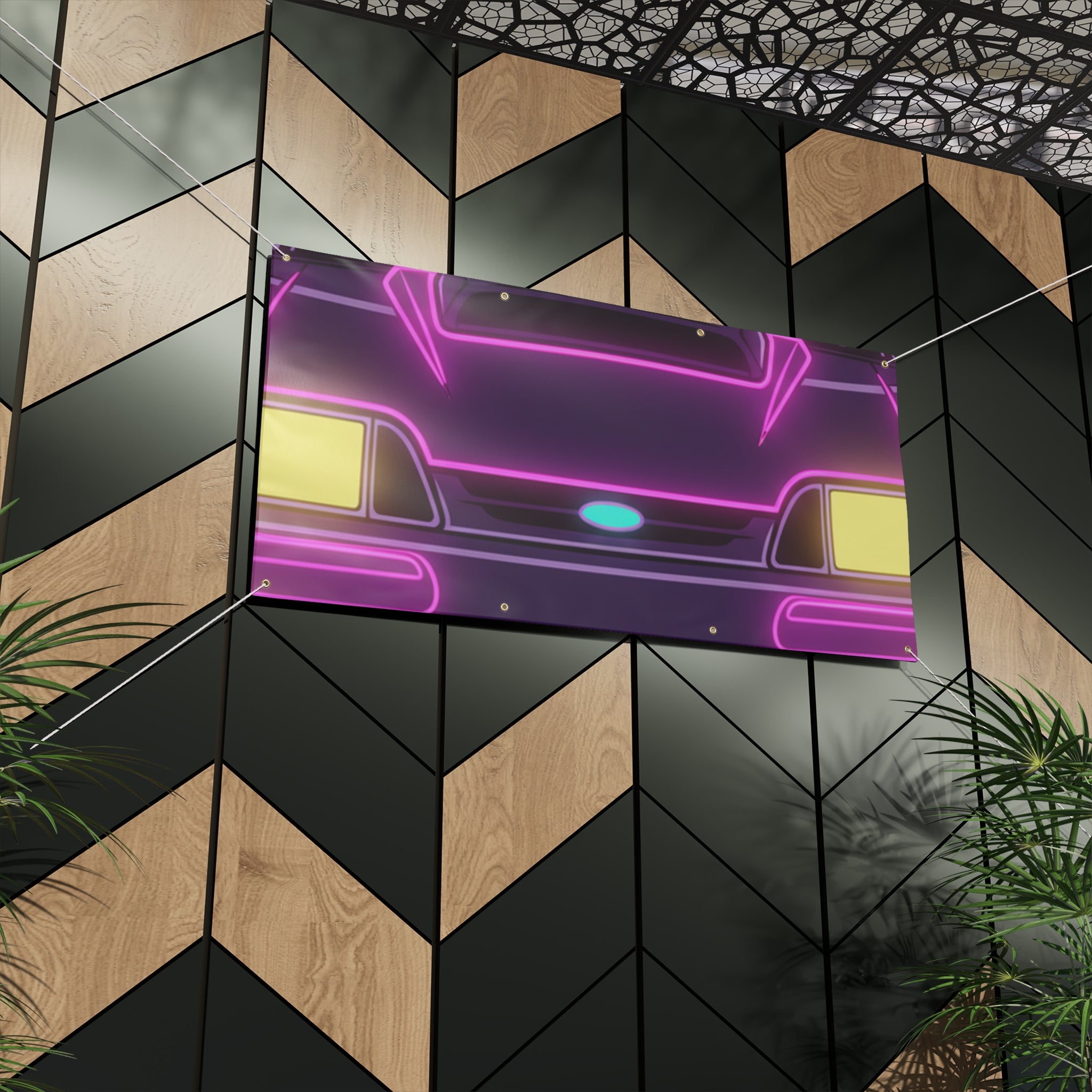 Ford Mustang Fox Body GT Neon Synthwave Banner