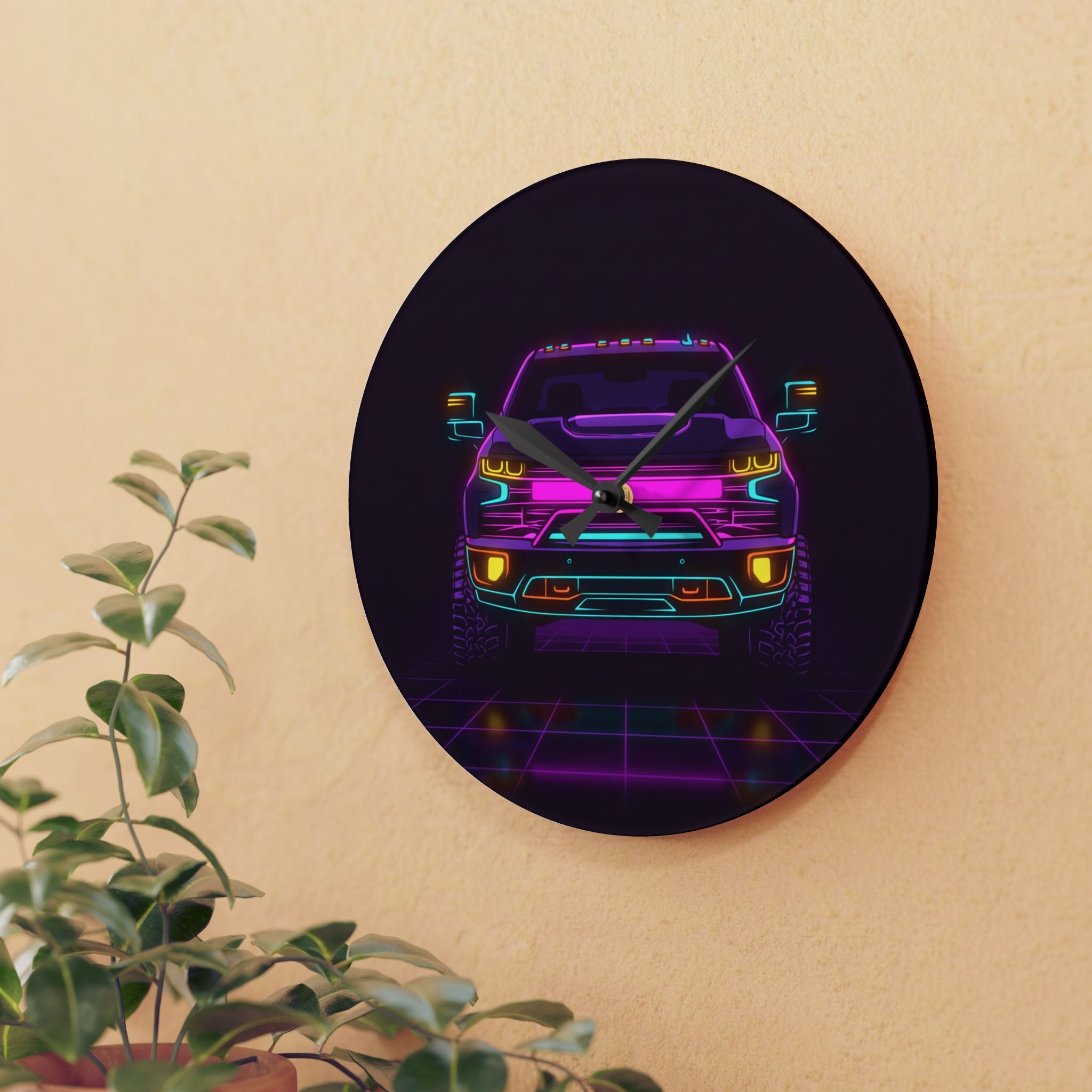 Chevy Silverado Trail Boss (2019+) Neon Synthwave Wall Clock