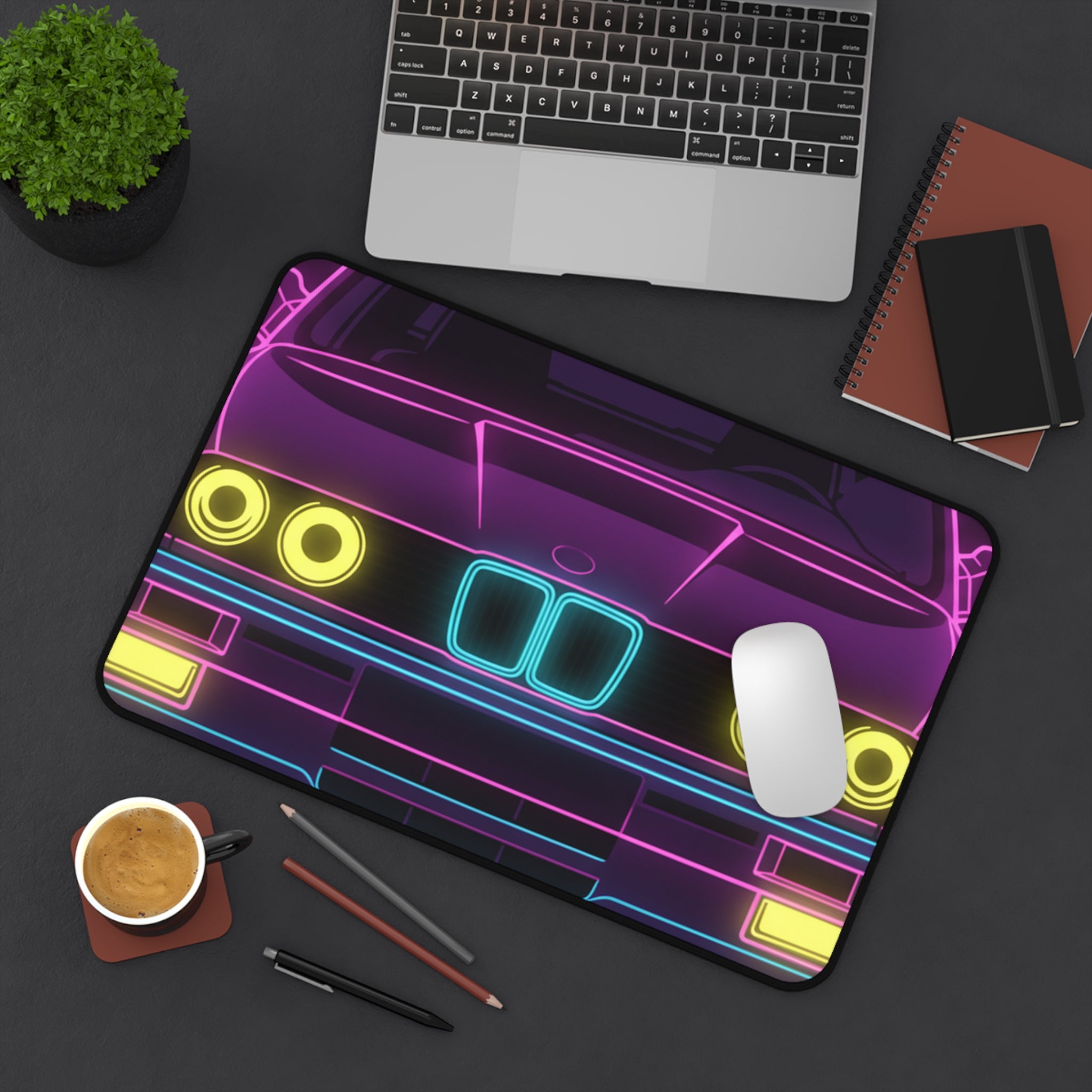 BMW E30 Neon Synthwave Desk Mat