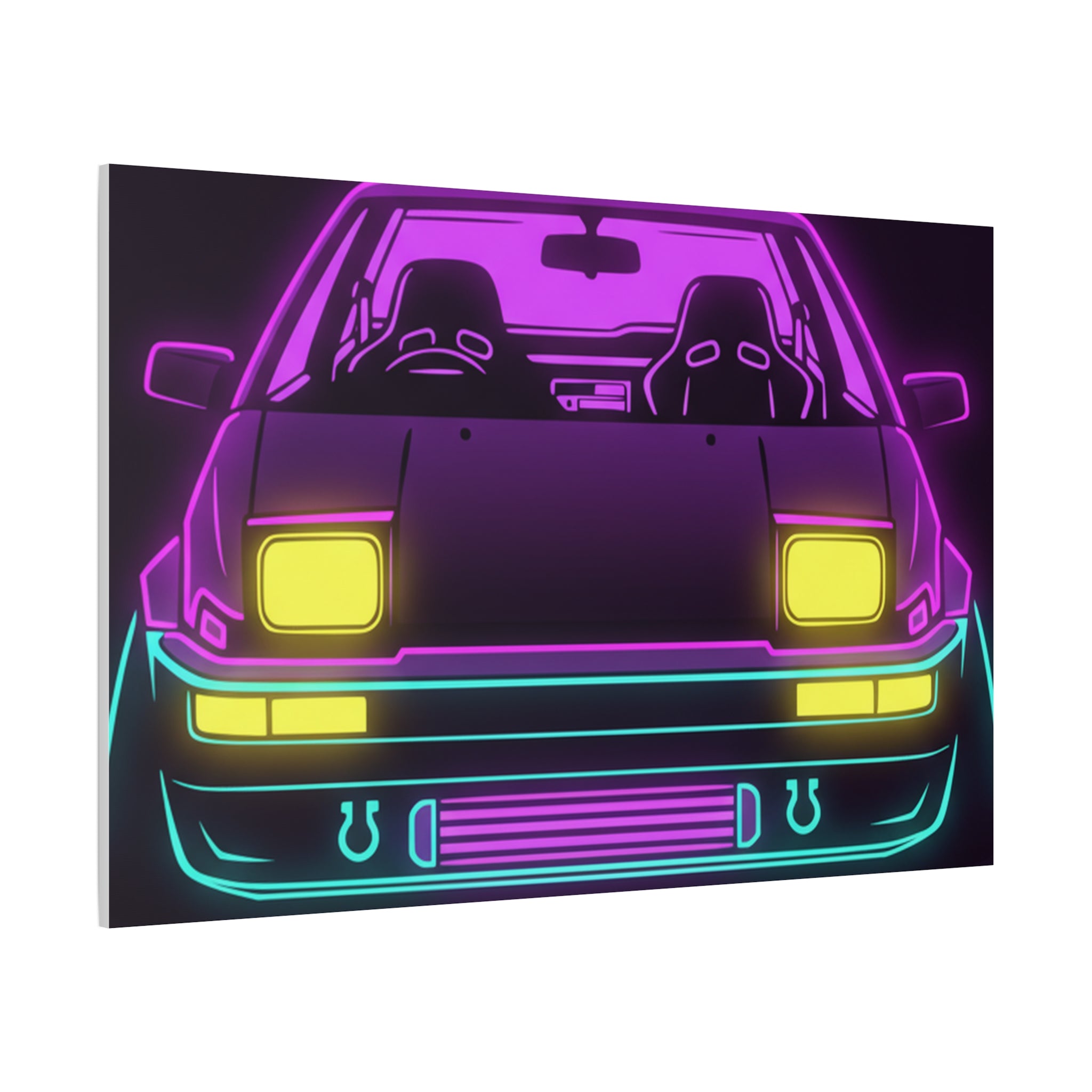 Toyota AE86 (1983-87) Neon Synthwave Canvas Wall Art