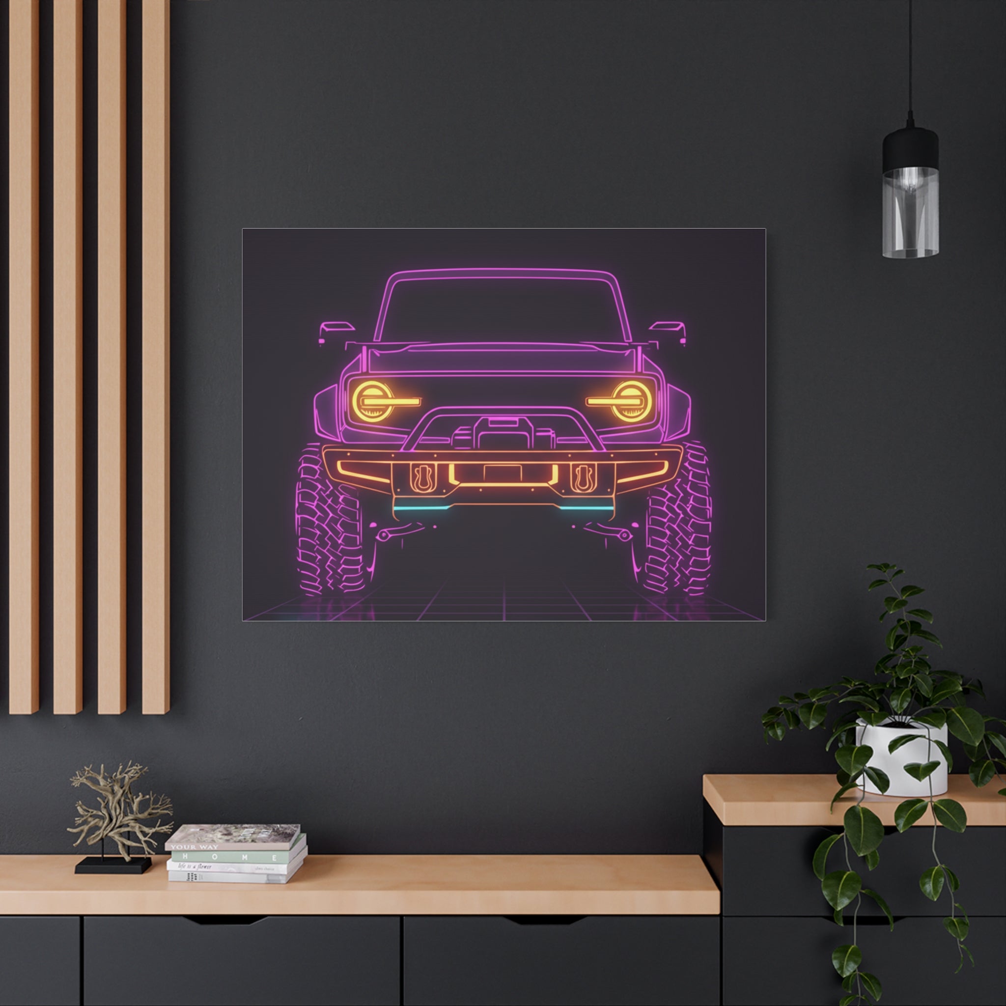 Ford Bronco (2021+) Neon Synthwave Canvas Wall Art
