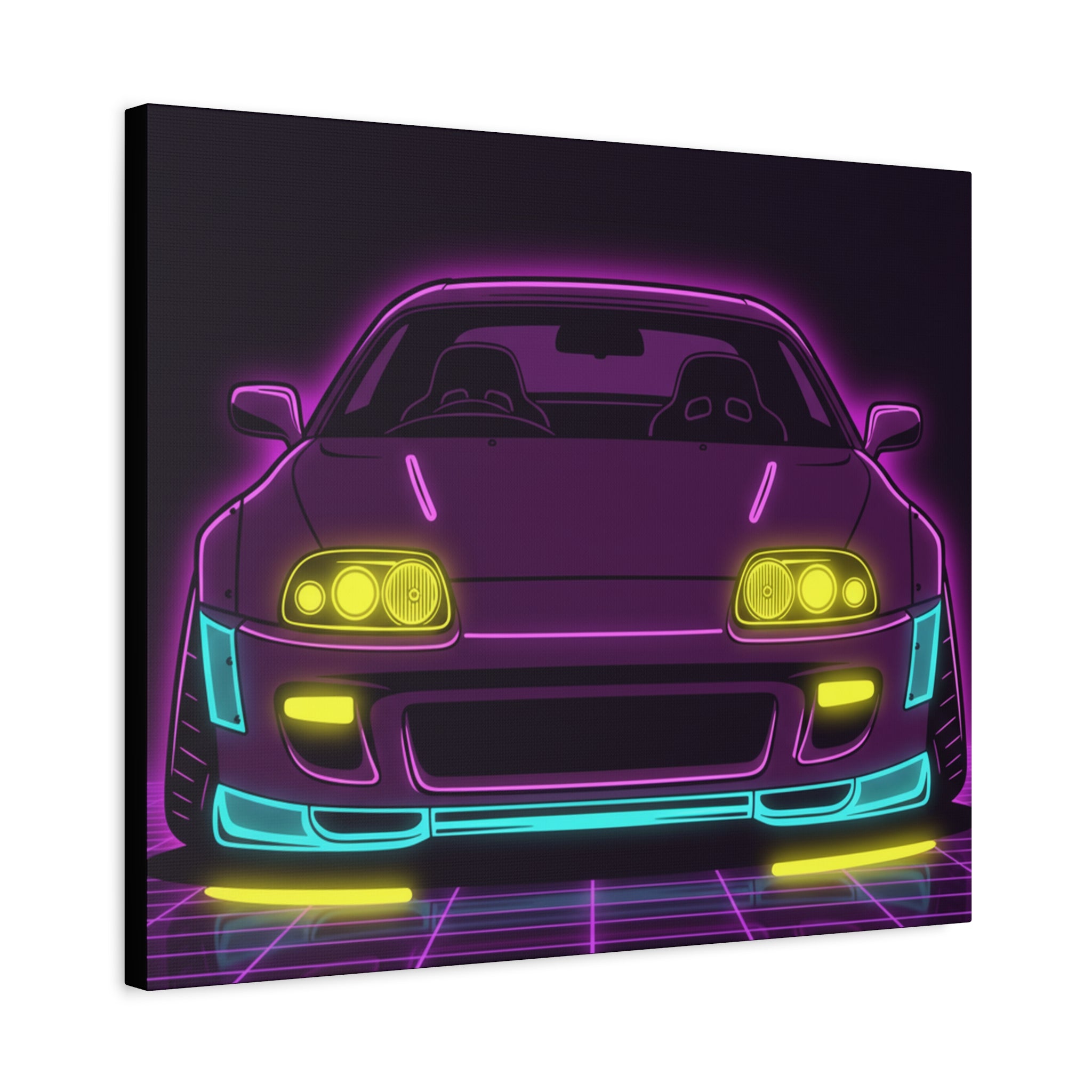 Toyota Supra MK4 Neon Synthwave Canvas Wall Art