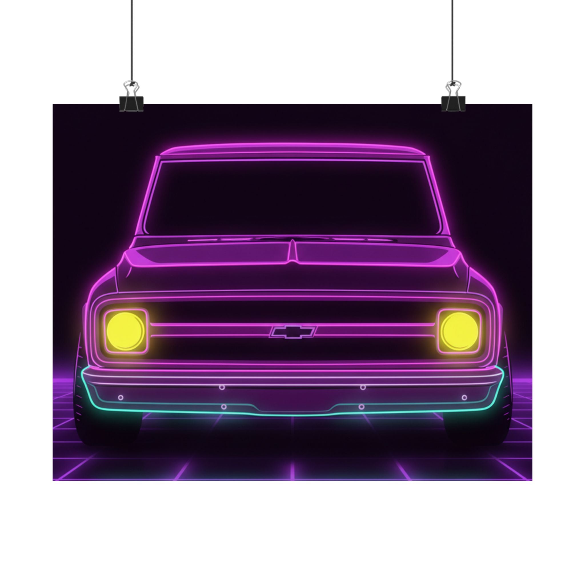 Chevy C10 Pickup (1967-72) Pro-Touring Neon Synthwave Poster