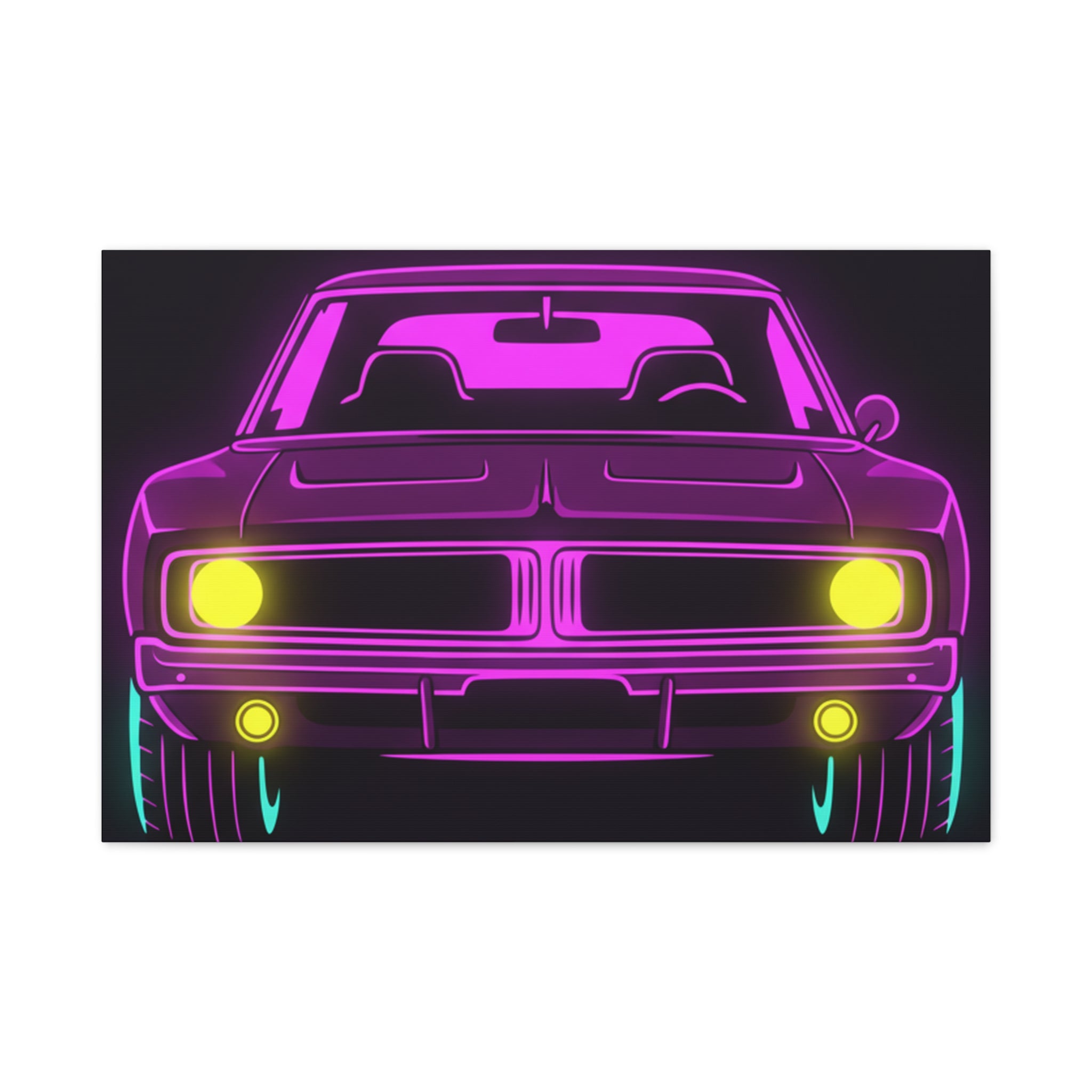Dodge Charger R/T (1968-70) Resto-Mod Neon Synthwave Canvas Wall Art